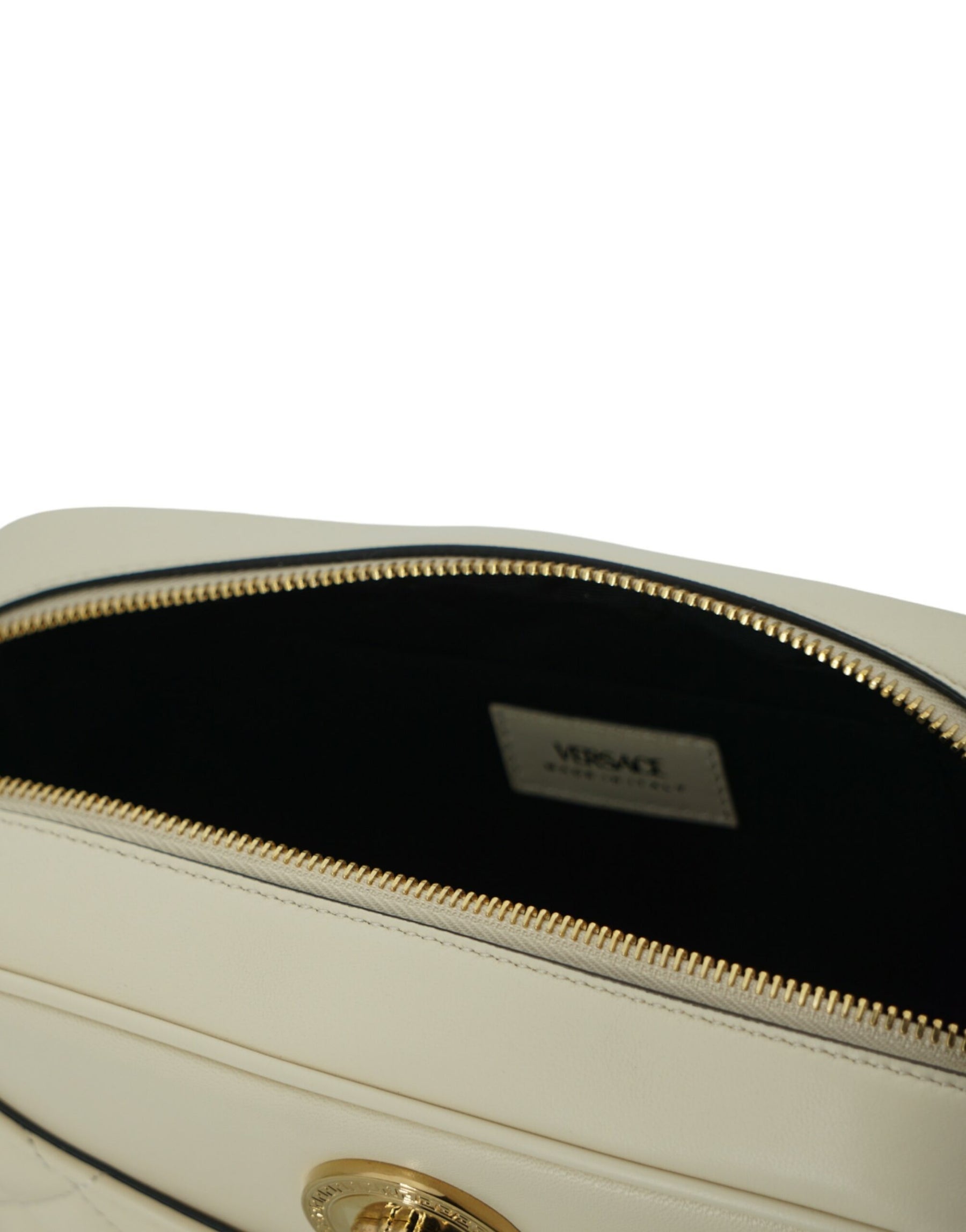 Versace White Lamb Leather Medium Camera Shoulder Bag | Regal Royce