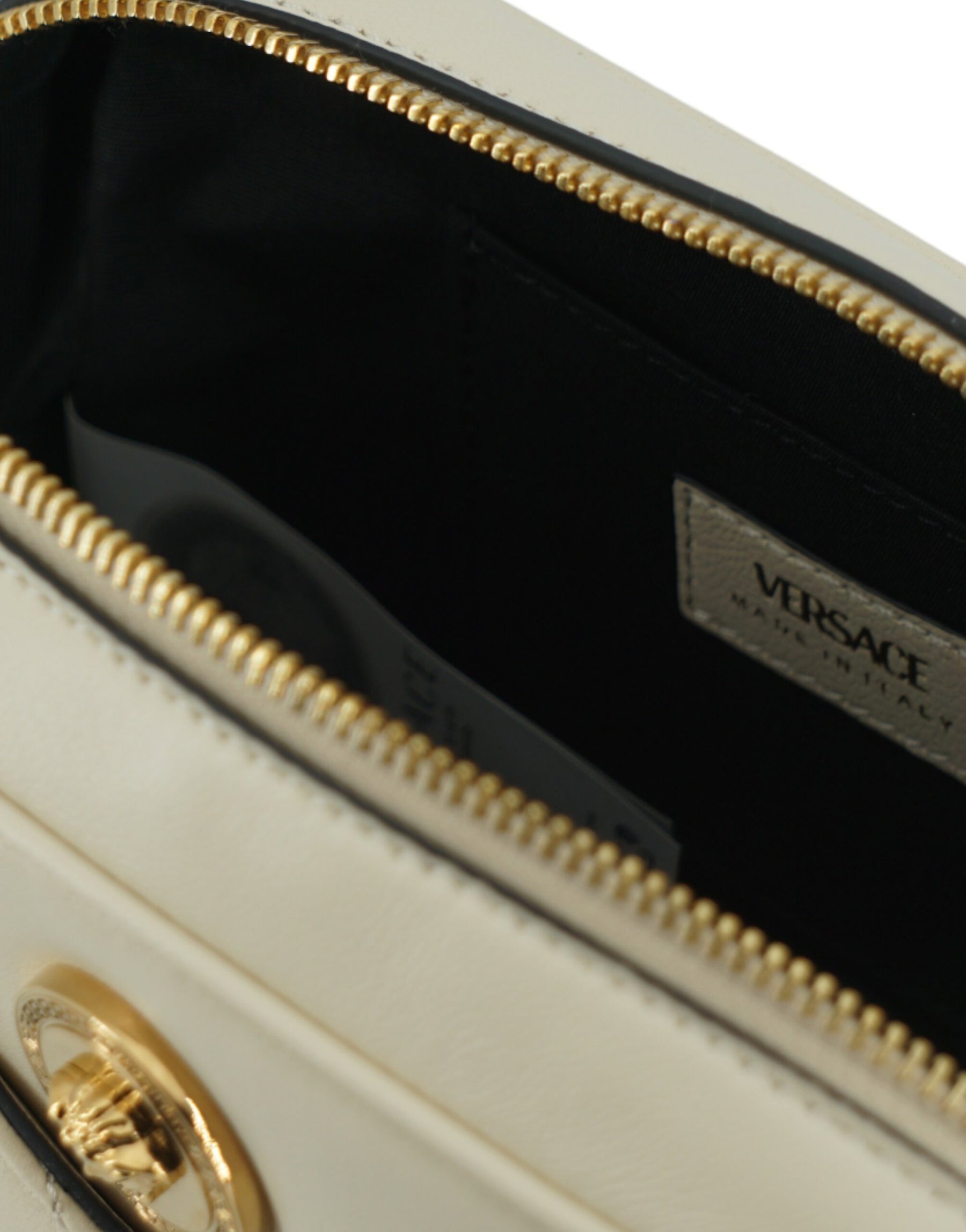 Versace White Lamb Leather Small Camera Crossbody Bag | Regal Royce