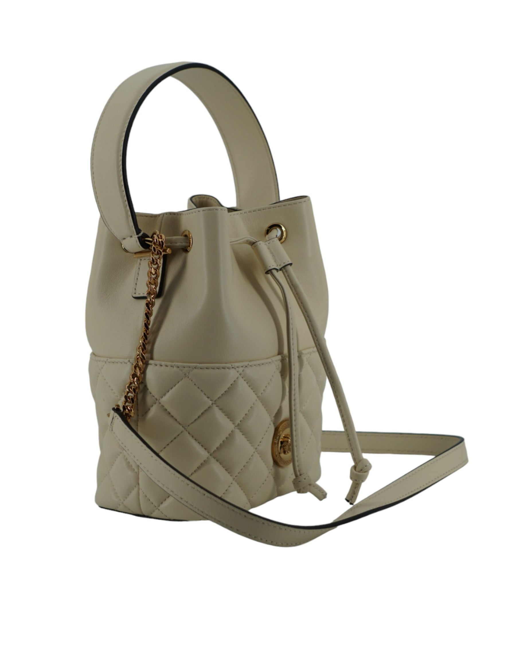 Versace White Lamb Leather Small Bucket Shoulder Bag | Regal Royce