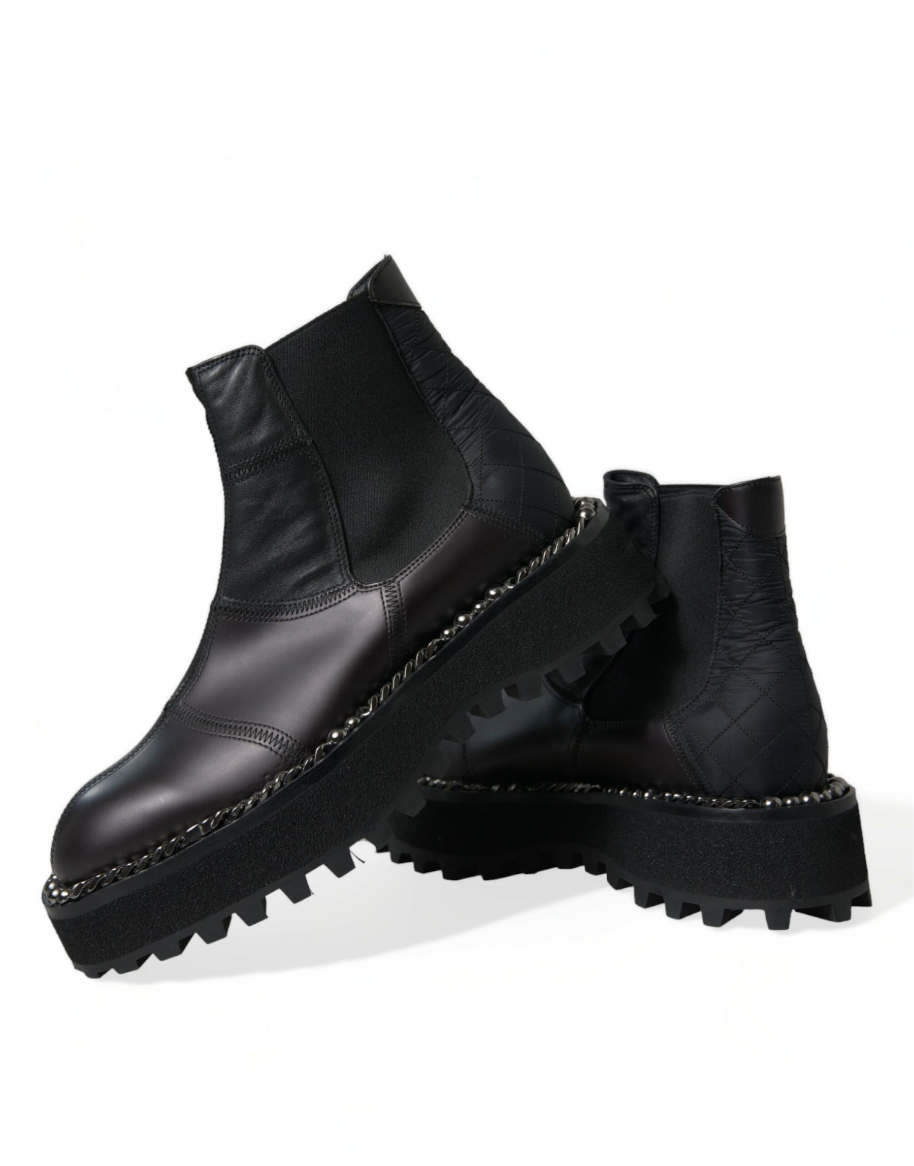 Dolce & Gabbana Black Leather Slip On Stretch Chelsea Boots Shoes | Regal Royce
