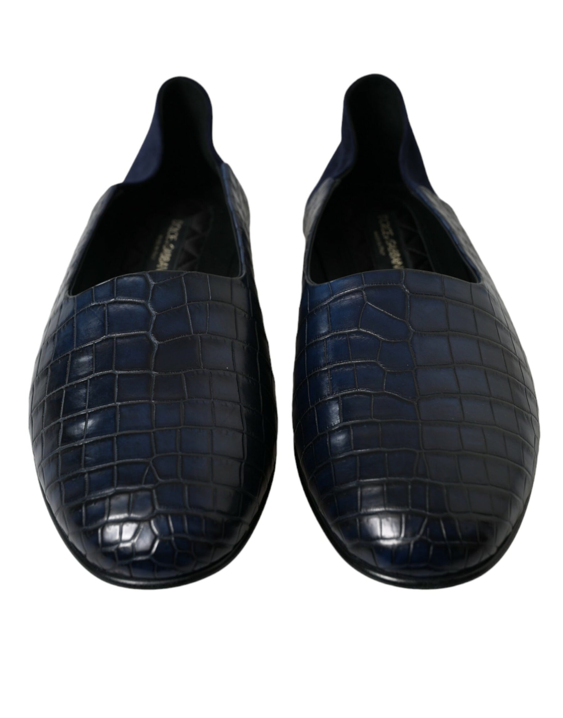 Dolce & Gabbana Blue Crocodile Leather Loafers Slip On Shoes | Regal Royce
