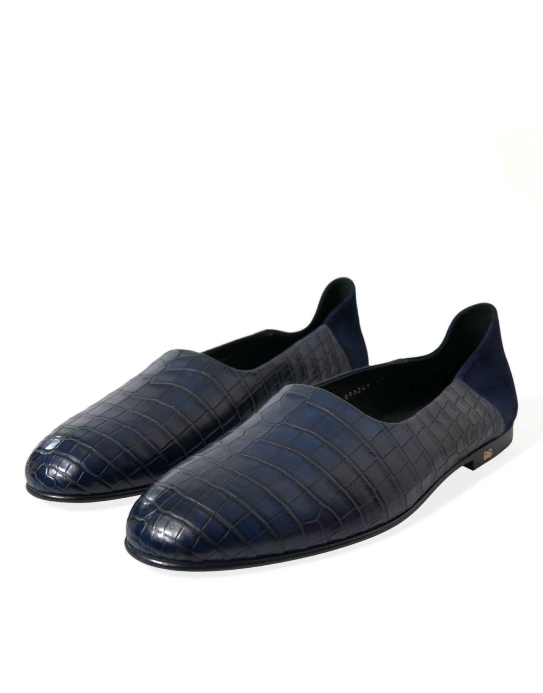 Dolce & Gabbana Blue Crocodile Leather Loafers Slip On Shoes | Regal Royce