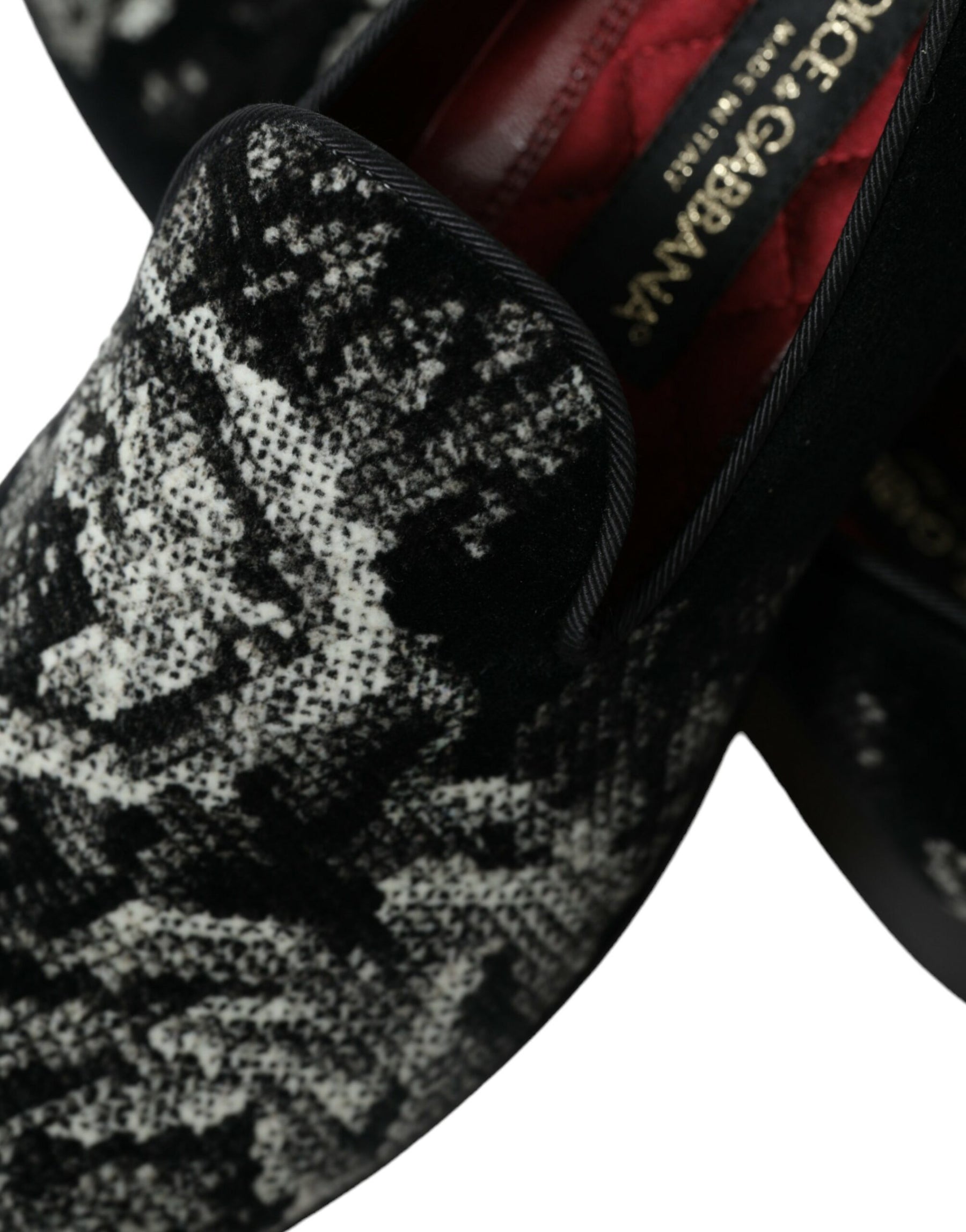 Dolce & Gabbana Black Floral Slippers Men Loafers Dress Shoes | Regal Royce