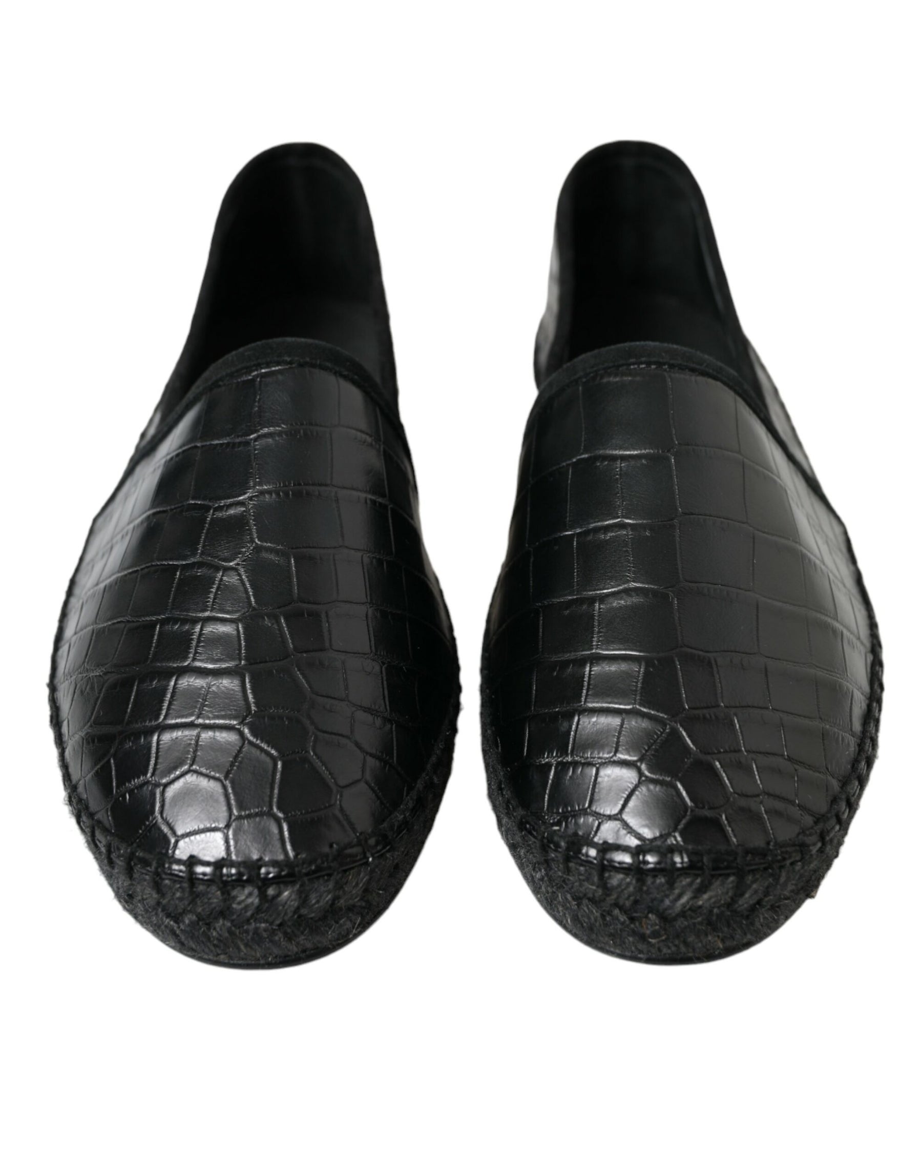 Dolce & Gabbana Black Exotic Leather Espadrilles Slip On Shoes | Regal Royce