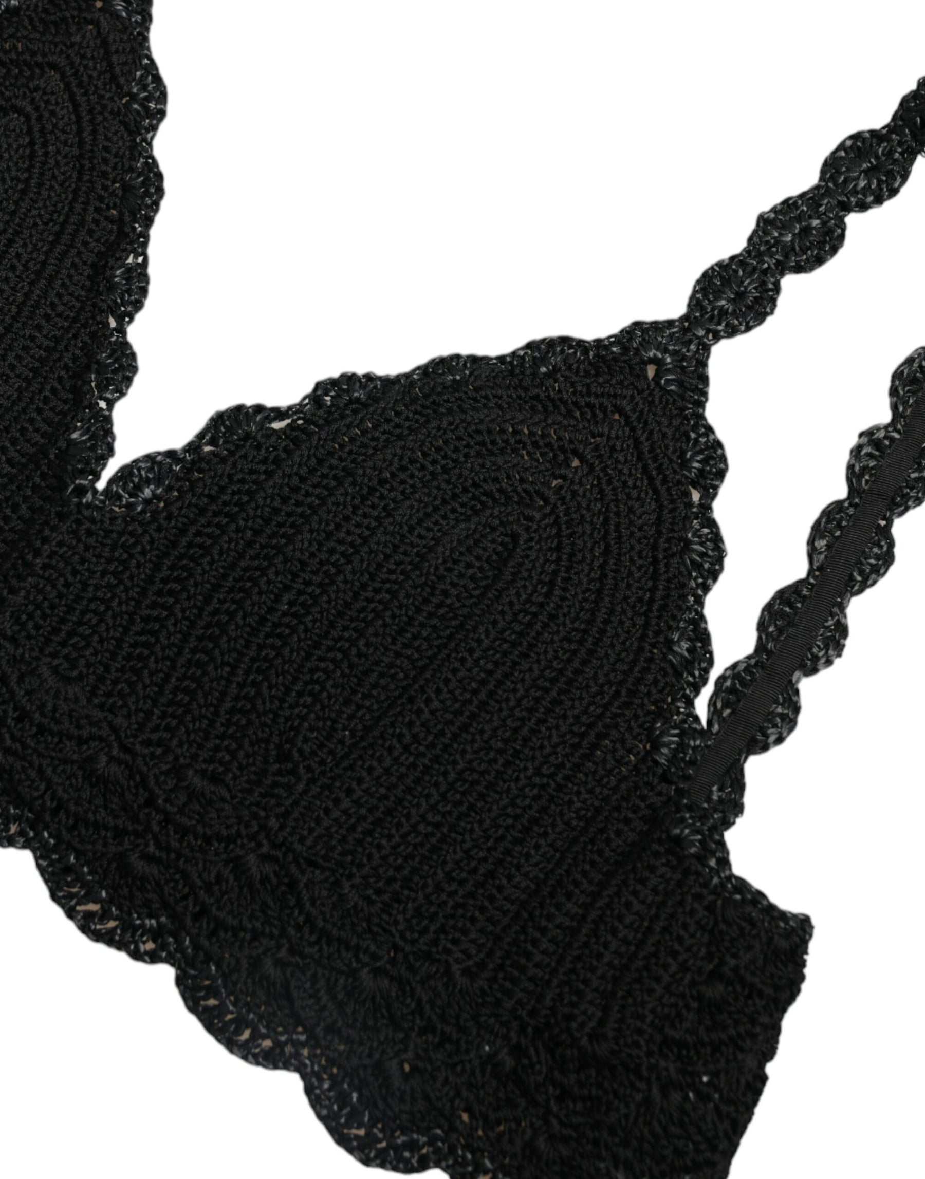 Dolce & Gabbana Black Cotton Bustier Cropped Crochet Tank Top | Regal Royce