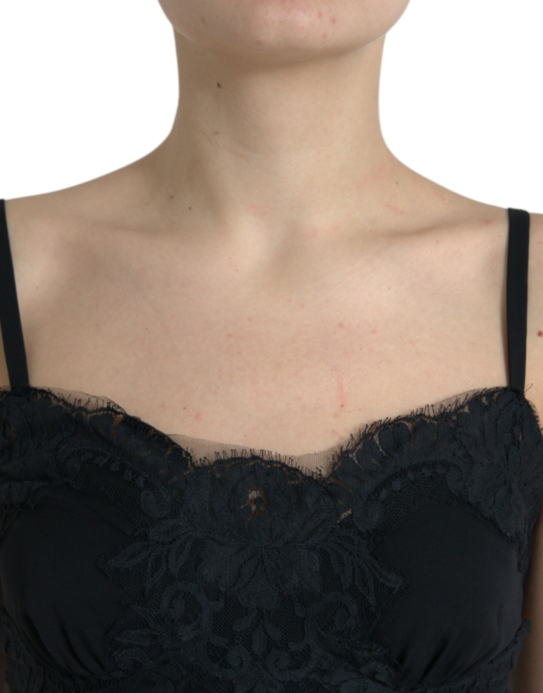 Dolce & Gabbana Black Silk Stretch Lace Sleeveless Tank Top | Regal Royce