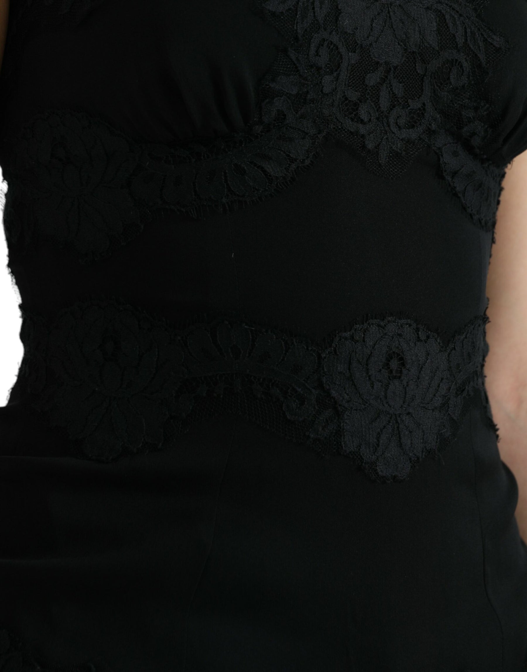 Dolce & Gabbana Black Silk Stretch Lace Sleeveless Tank Top | Regal Royce