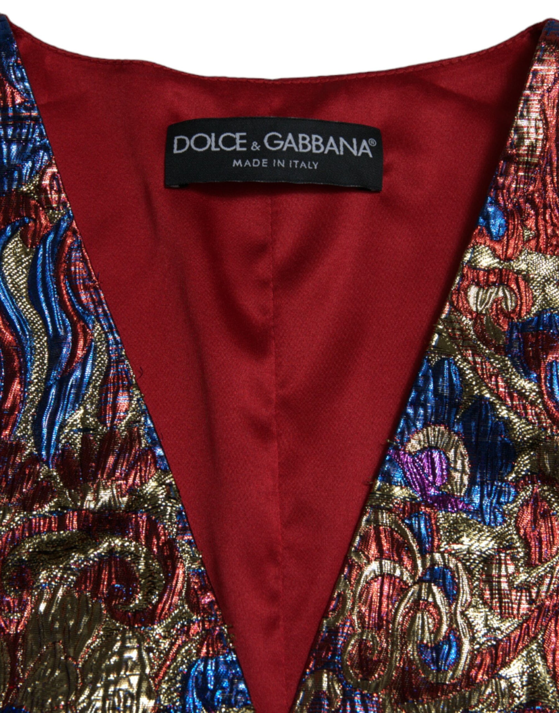 Dolce & Gabbana Multicolor Jacquard Button Waistcoat Vest Top | Regal Royce