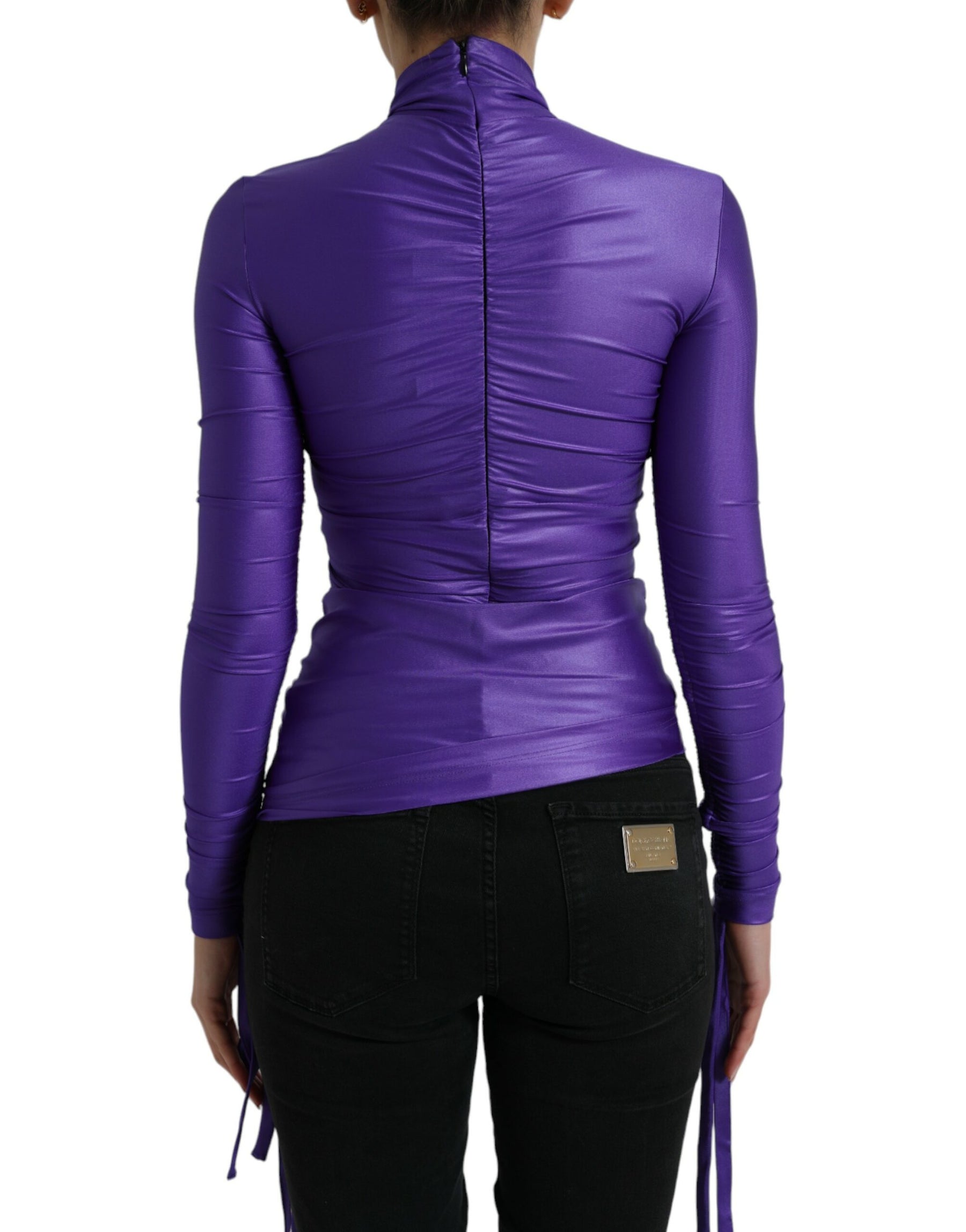 Dolce & Gabbana Purple Nylon Stretch Slim Long Sleeves Top | Regal Royce