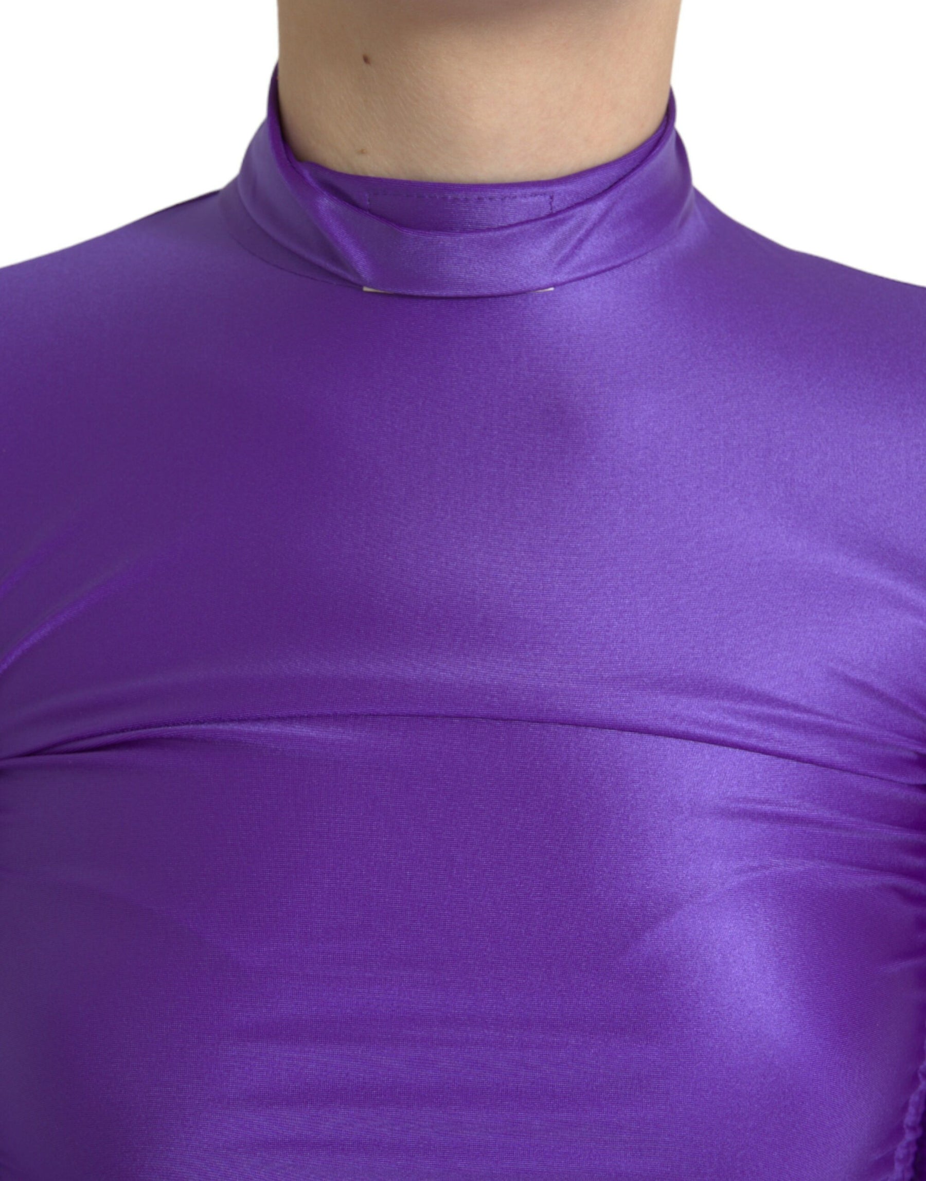Dolce & Gabbana Purple Nylon Stretch Slim Long Sleeves Top | Regal Royce