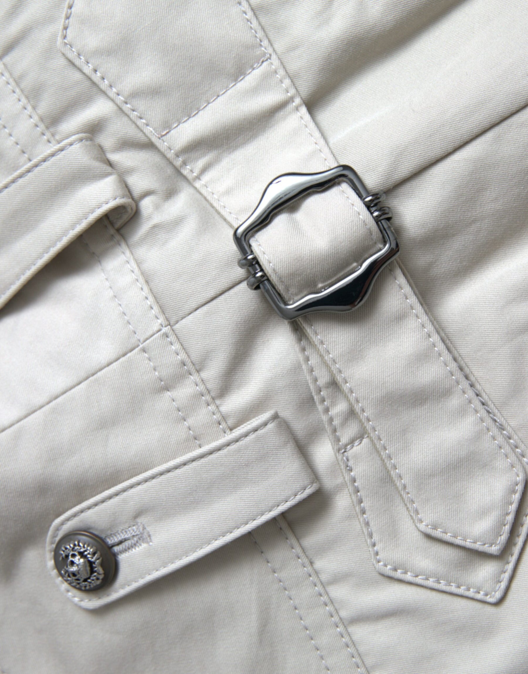 Dolce & Gabbana Beige Cotton High Waist Tapered Pants | Regal Royce