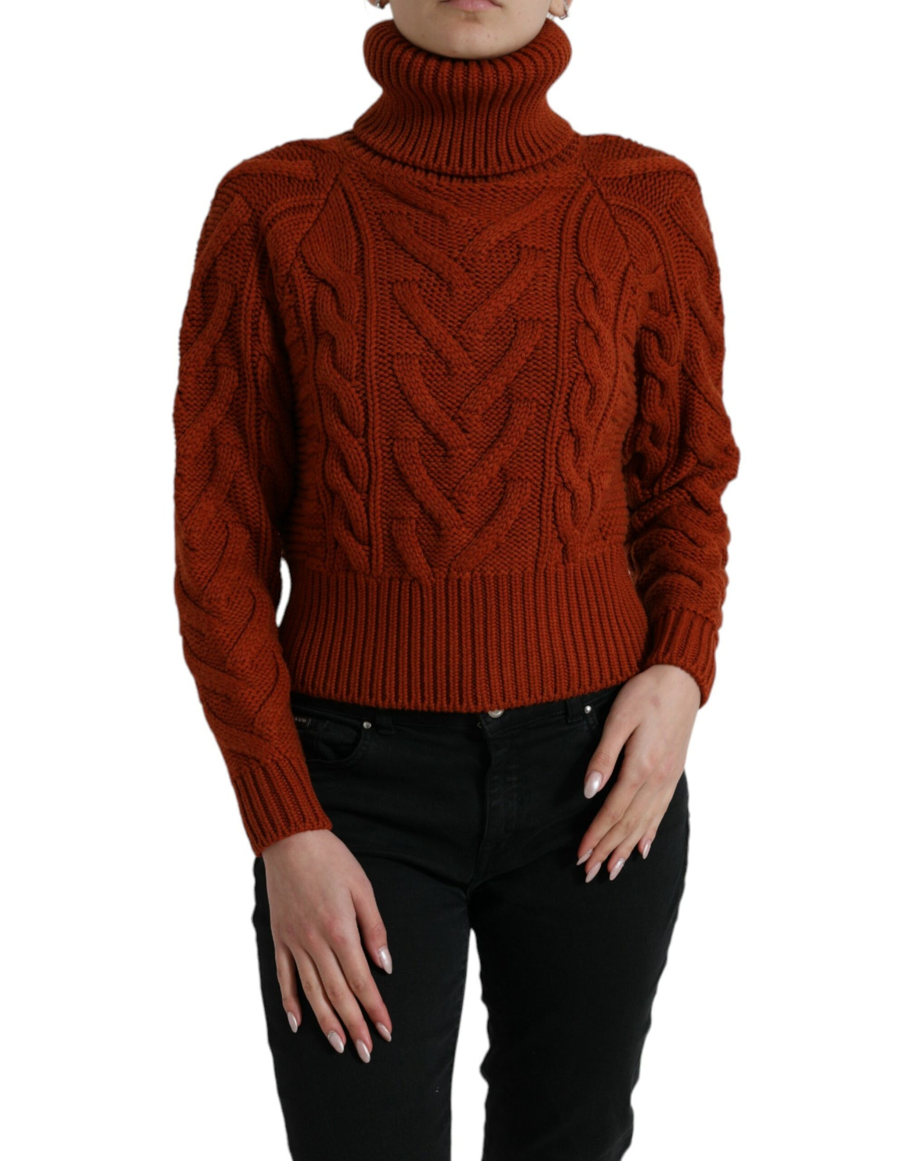Dolce & Gabbana Brown Wool Knit Turtleneck Pullover Sweater | Regal Royce