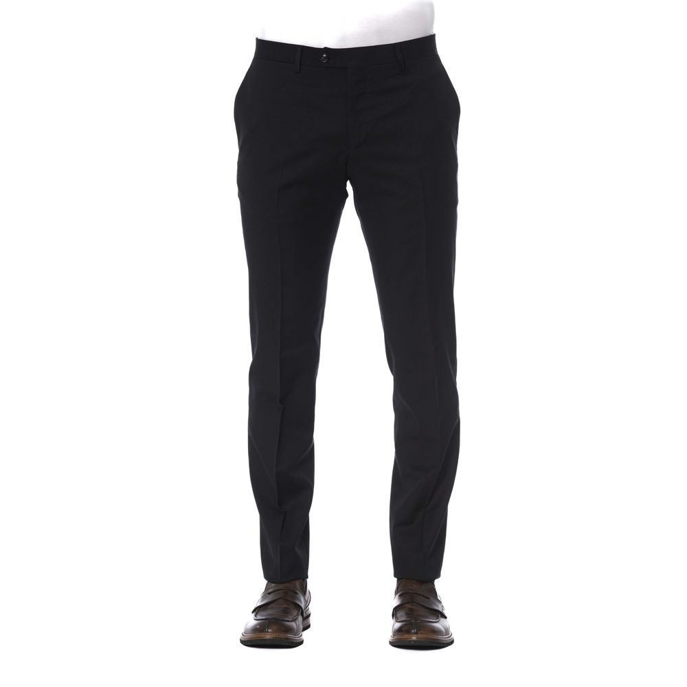 Trussardi Black Virgin Wool Men Pant | Regal Royce