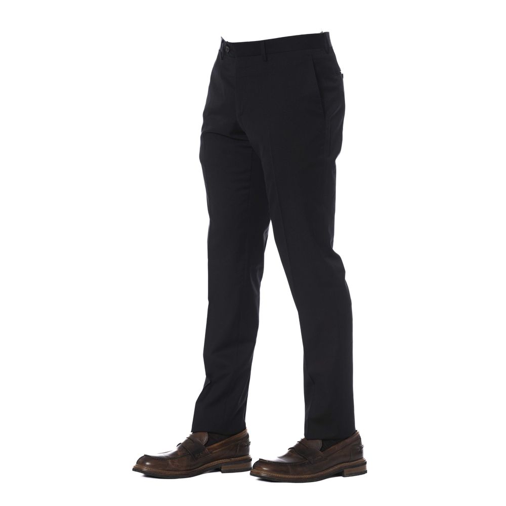 Trussardi Black Virgin Wool Men Pant | Regal Royce