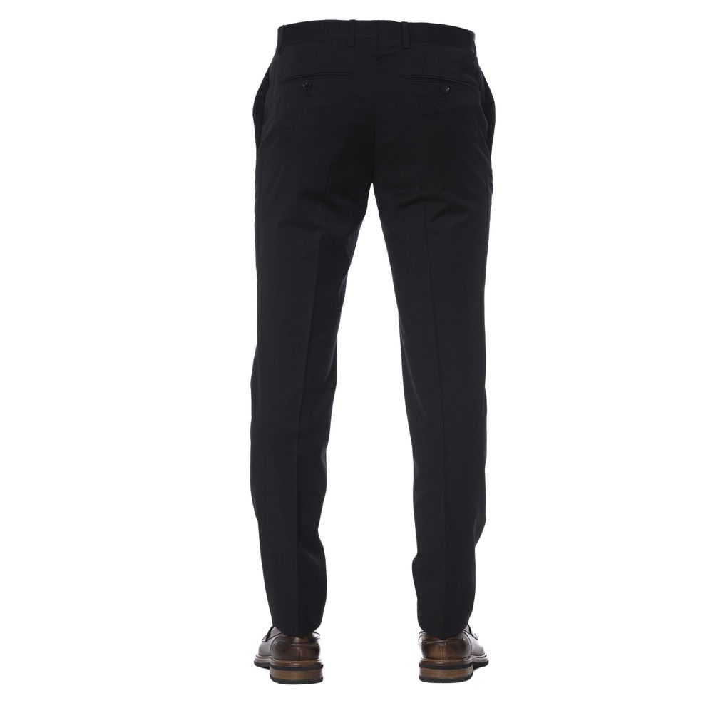 Trussardi Black Virgin Wool Men Pant | Regal Royce