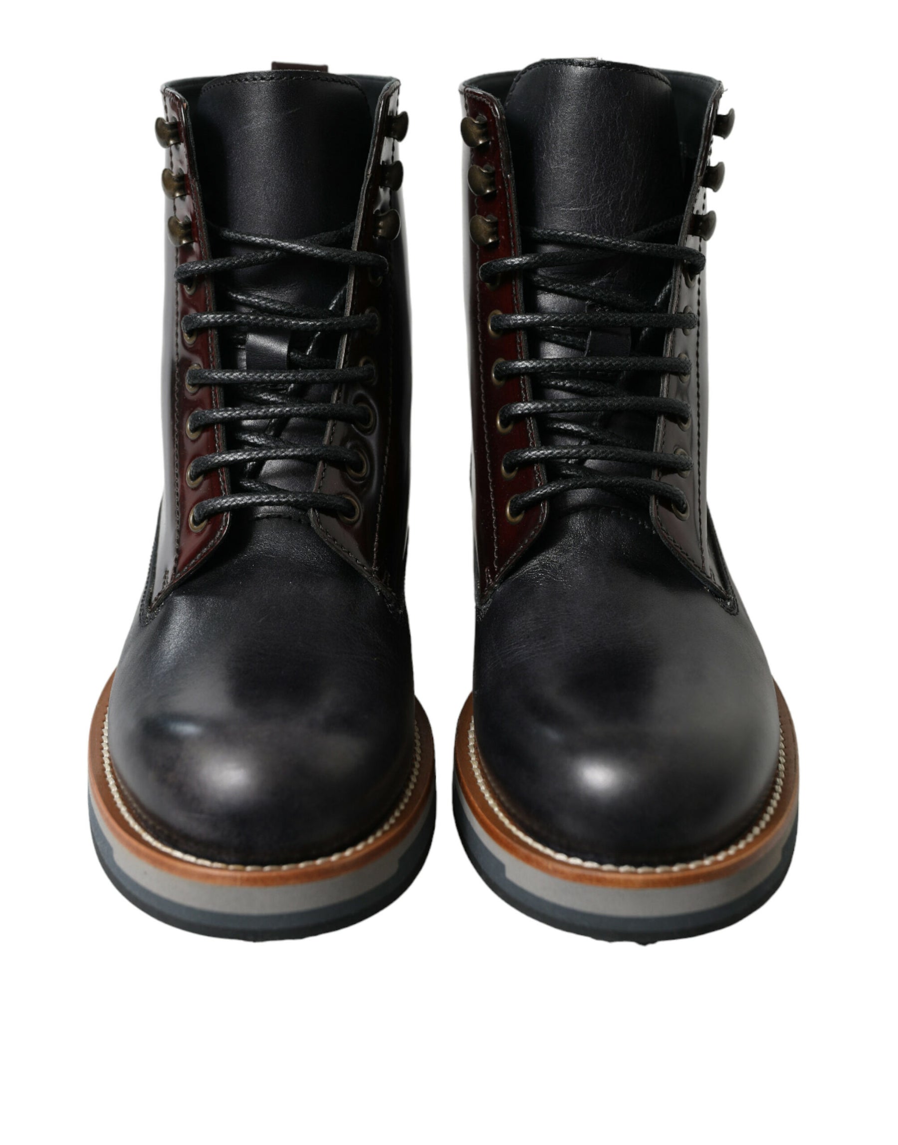 Dolce & Gabbana Black Leather Military Combat Boots Shoes | Regal Royce