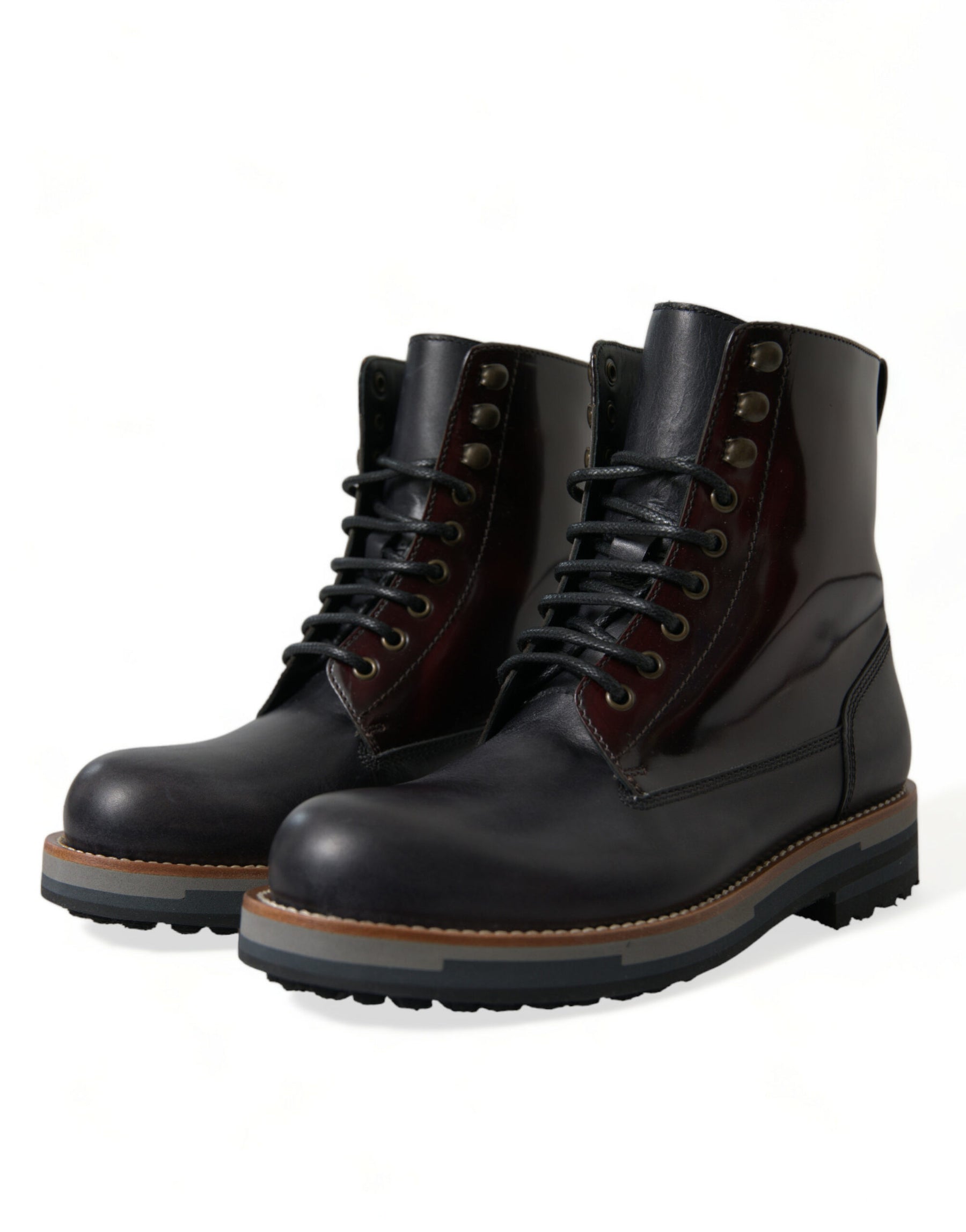 Dolce & Gabbana Black Leather Military Combat Boots Shoes | Regal Royce