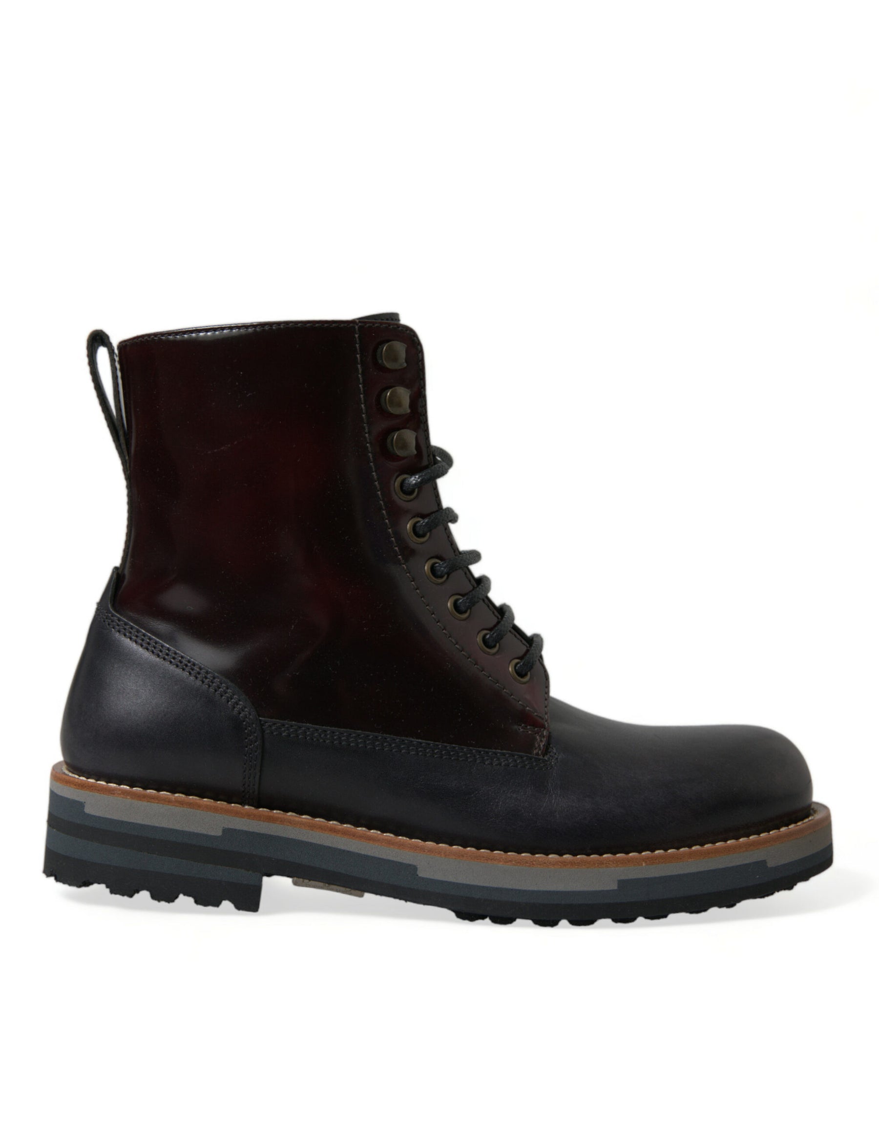 Dolce & Gabbana Black Leather Military Combat Boots Shoes | Regal Royce
