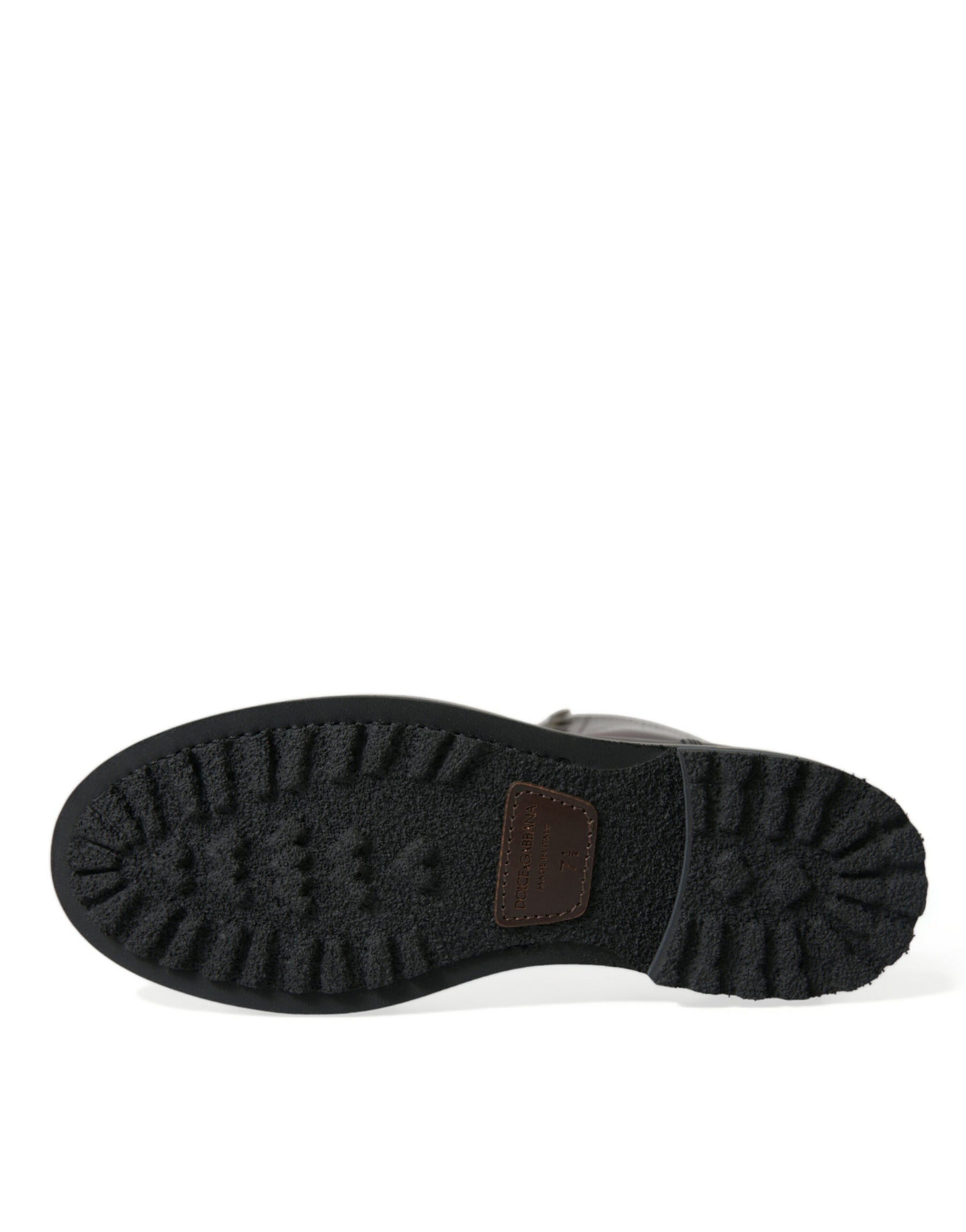 Dolce & Gabbana Black Leather Military Combat Boots Shoes | Regal Royce