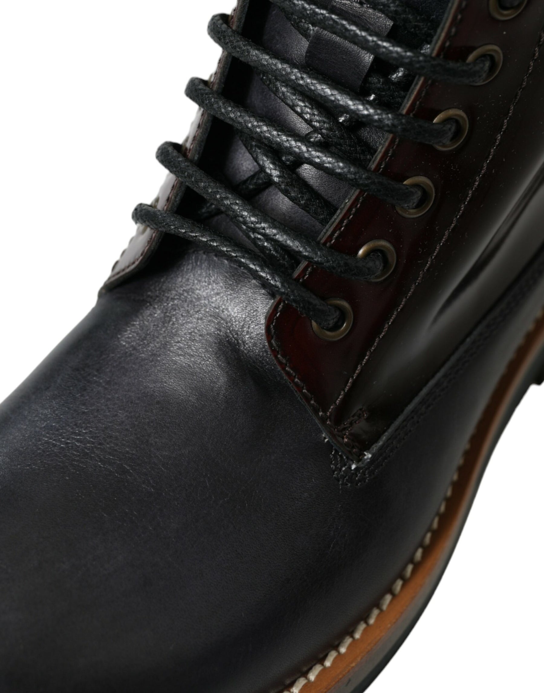 Dolce & Gabbana Black Leather Military Combat Boots Shoes | Regal Royce
