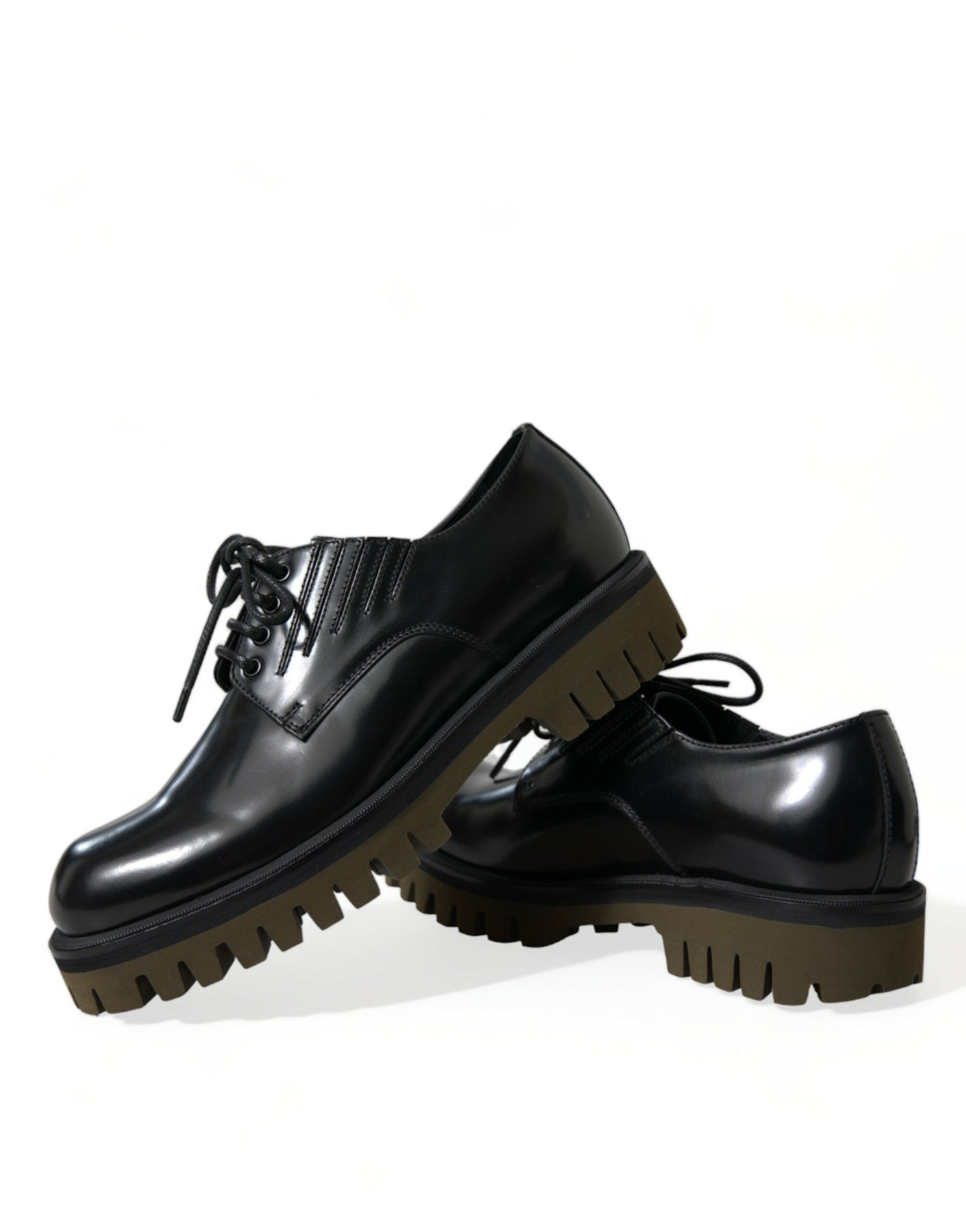 Dolce & Gabbana Black Leather Lace Up Derby Men Dress Shoes | Regal Royce