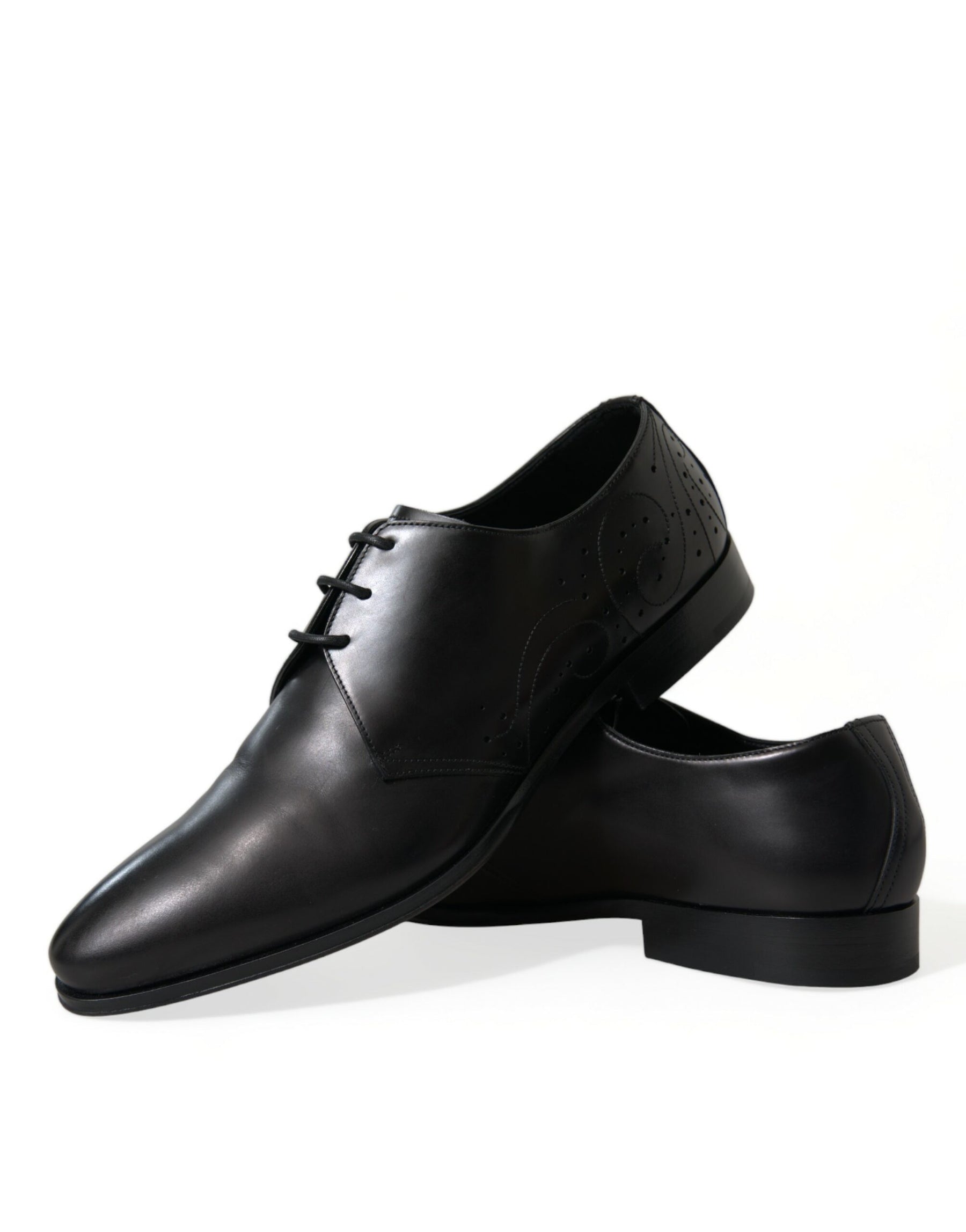 Dolce & Gabbana Black Leather Lace Up Formal Derby Dress Shoes | Regal Royce