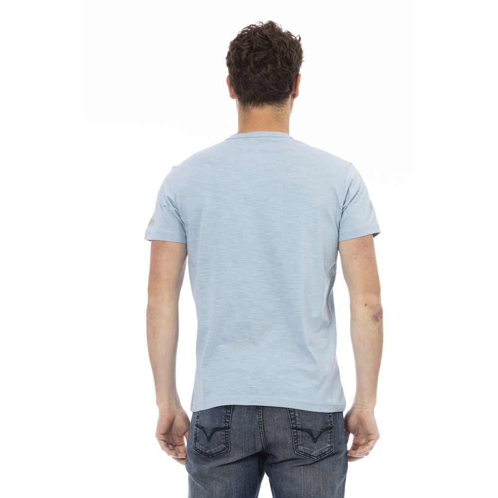 Trussardi Action Light Blue Cotton Men T-Shirt | Regal Royce