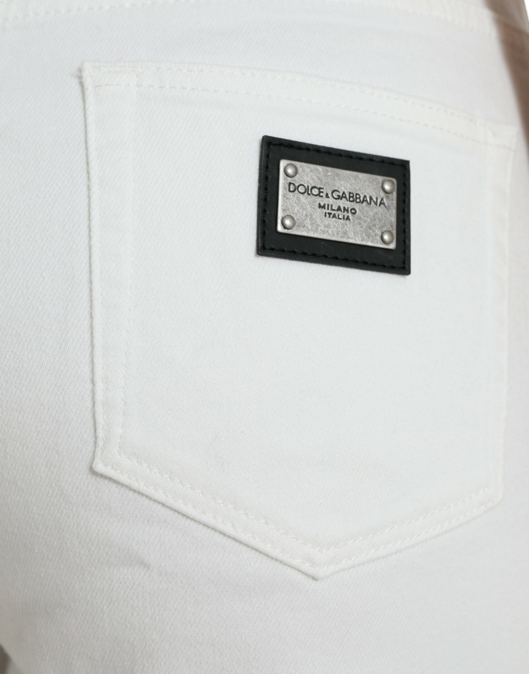 Dolce & Gabbana White Cotton Cropped Wide Leg Denim Jeans | Regal Royce