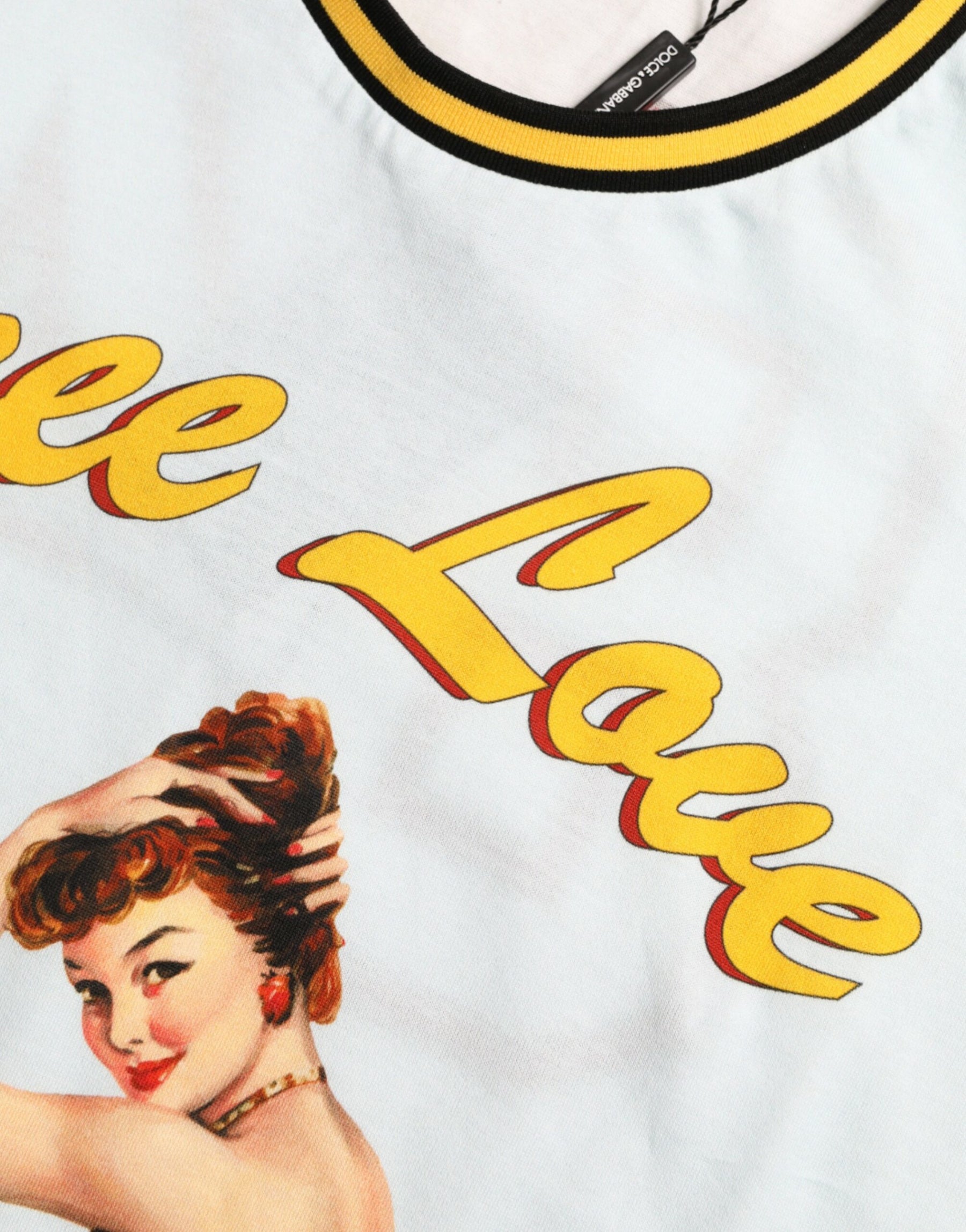 Dolce & Gabbana Light Blue Cotton Free Love Crew Neck T-shirt | Regal Royce