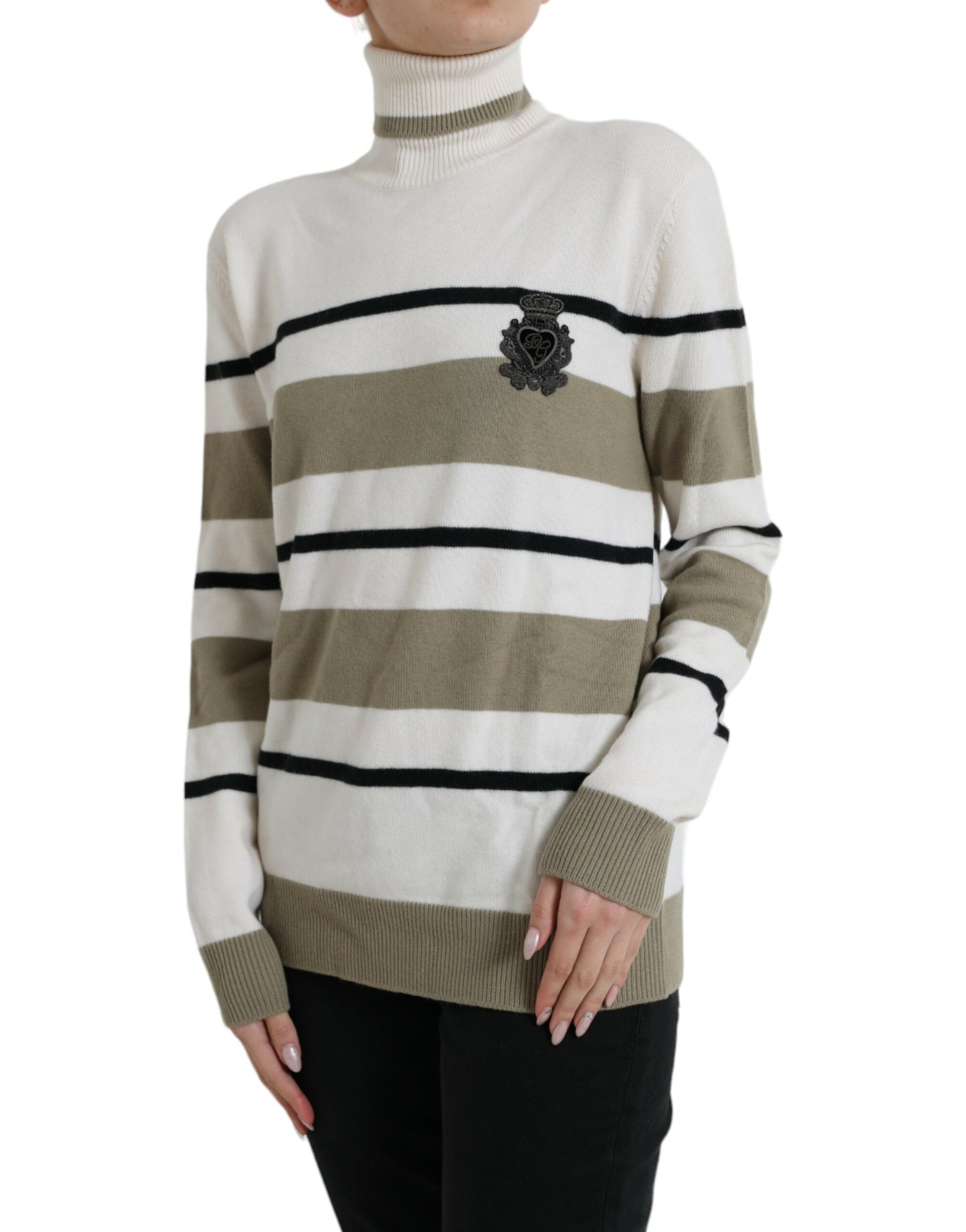 Dolce & Gabbana Multicolor Stripe Wool Logo Pullover Sweater | Regal Royce