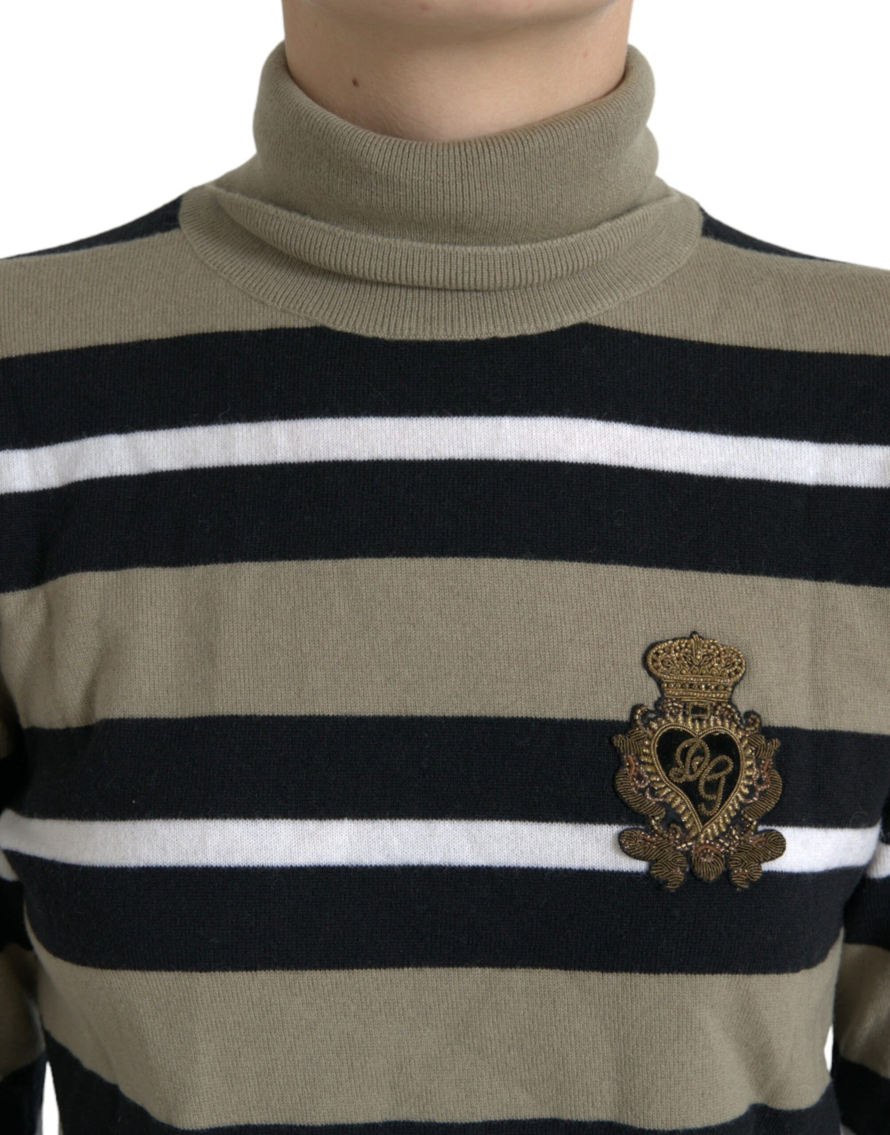 Dolce & Gabbana Multicolor Stripe Wool Logo Pullover Sweater | Regal Royce