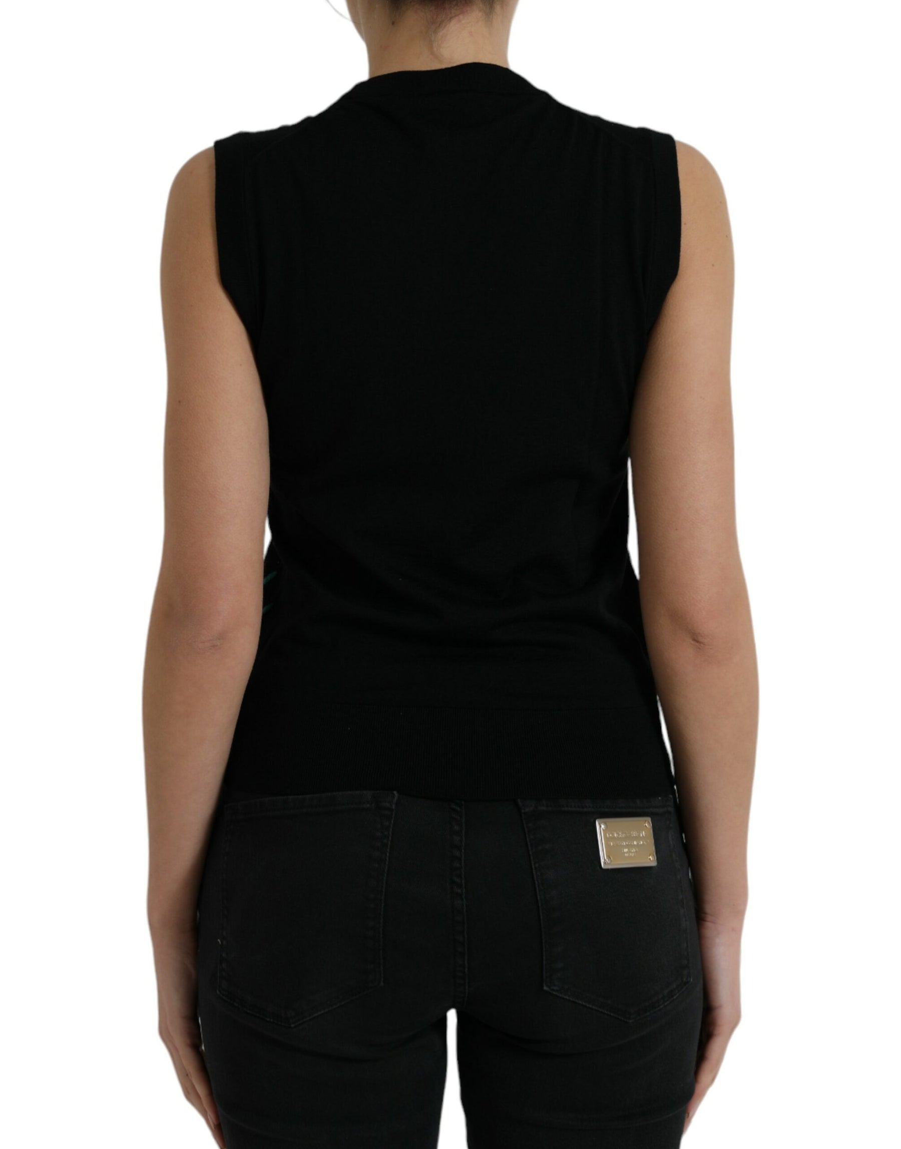 Dolce & Gabbana Black Jungle Crew Neck Sleeveless Tank Top | Regal Royce