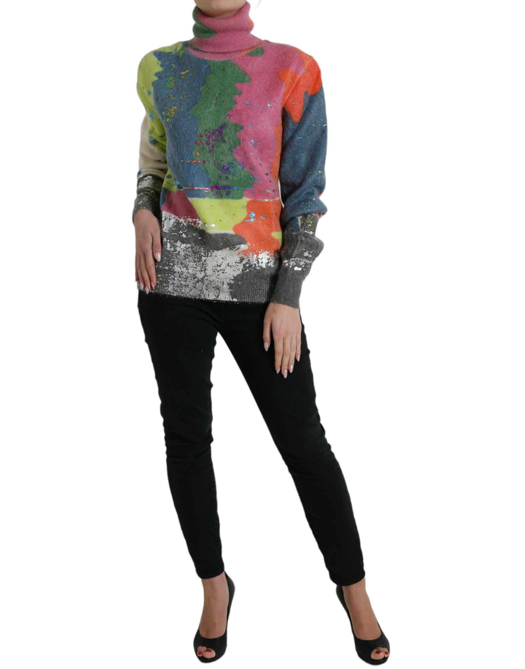 Dolce & Gabbana Multicolor Mohair Turtleneck Pullover Sweater | Regal Royce
