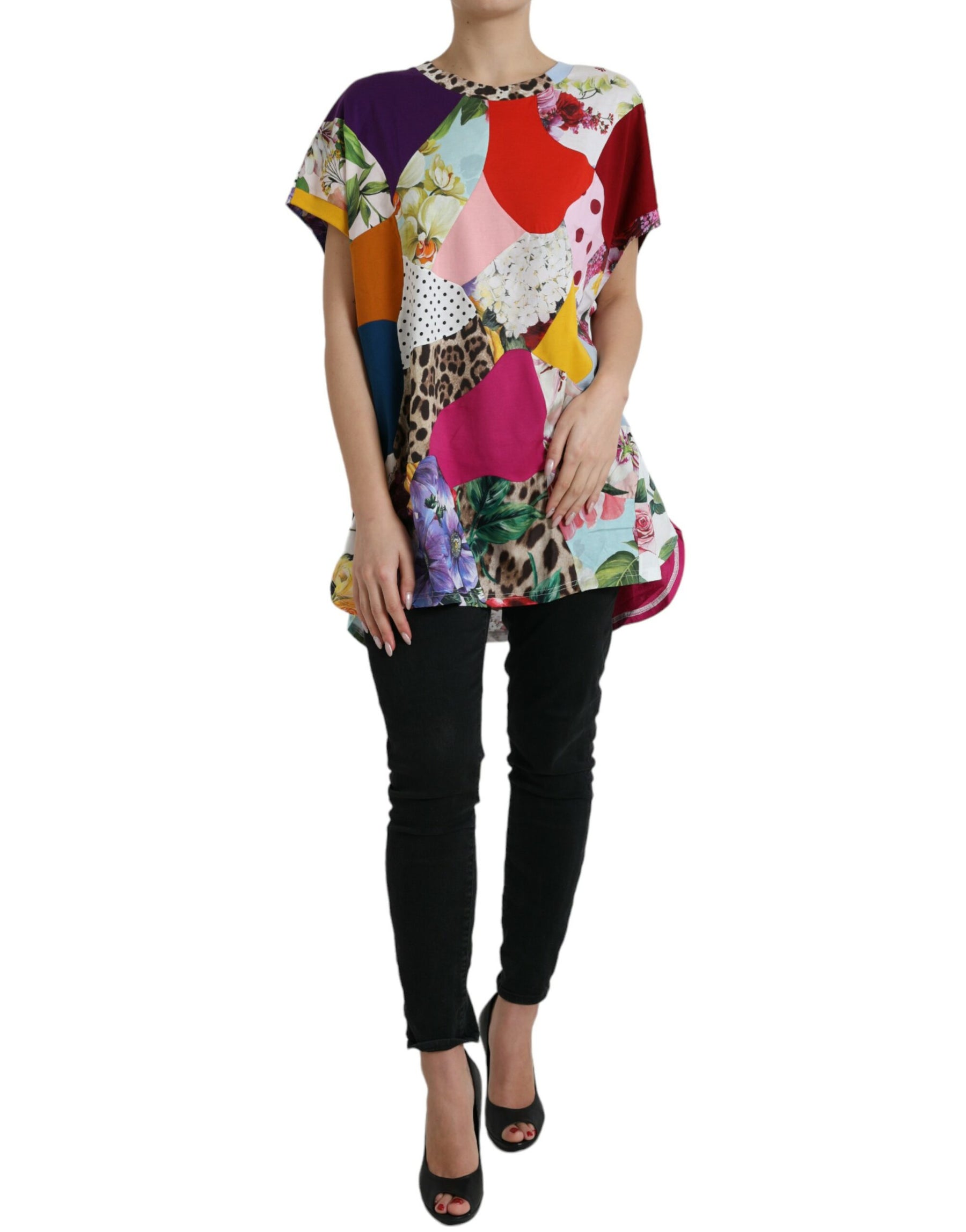 Dolce & Gabbana Multicolor Patchwork Cotton Silk Blouse Top | Regal Royce