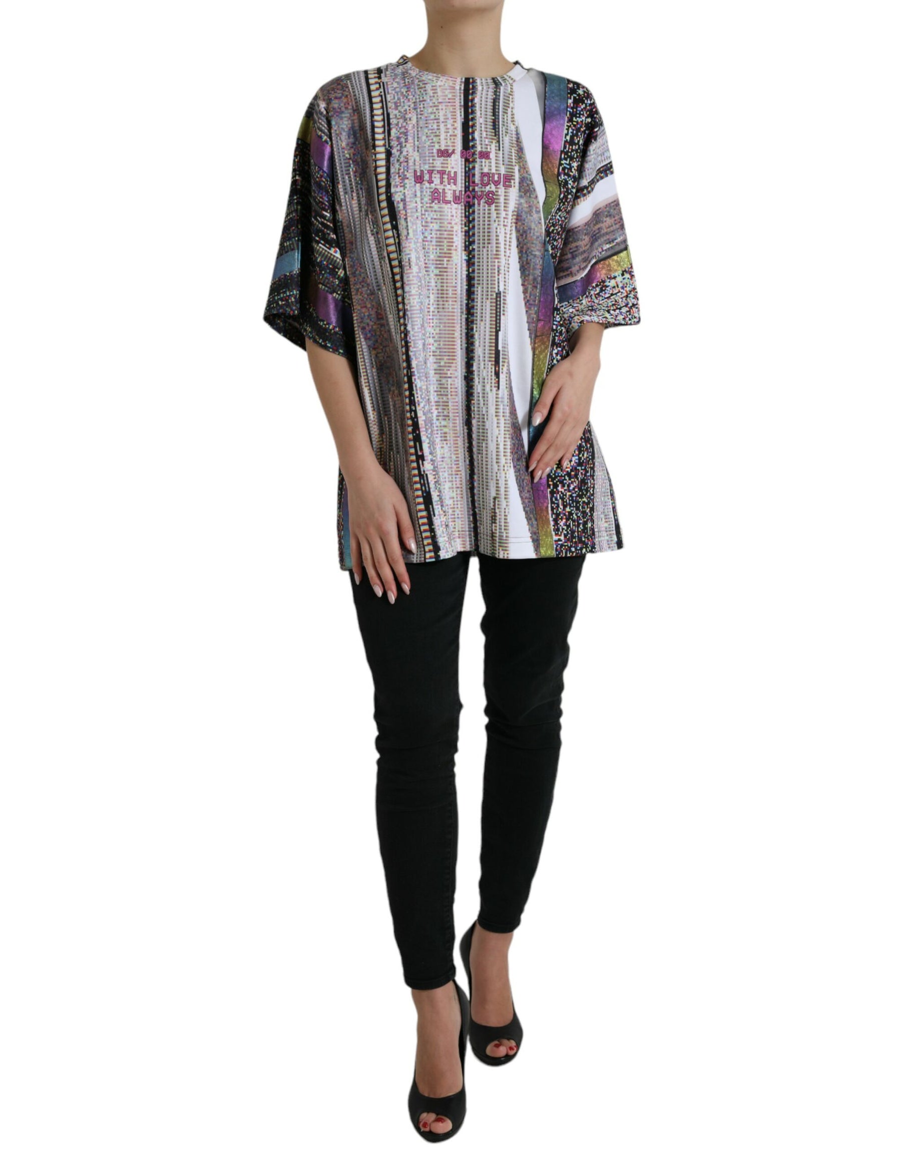 Dolce & Gabbana Multicolor With Love Always Print T-shirt | Regal Royce