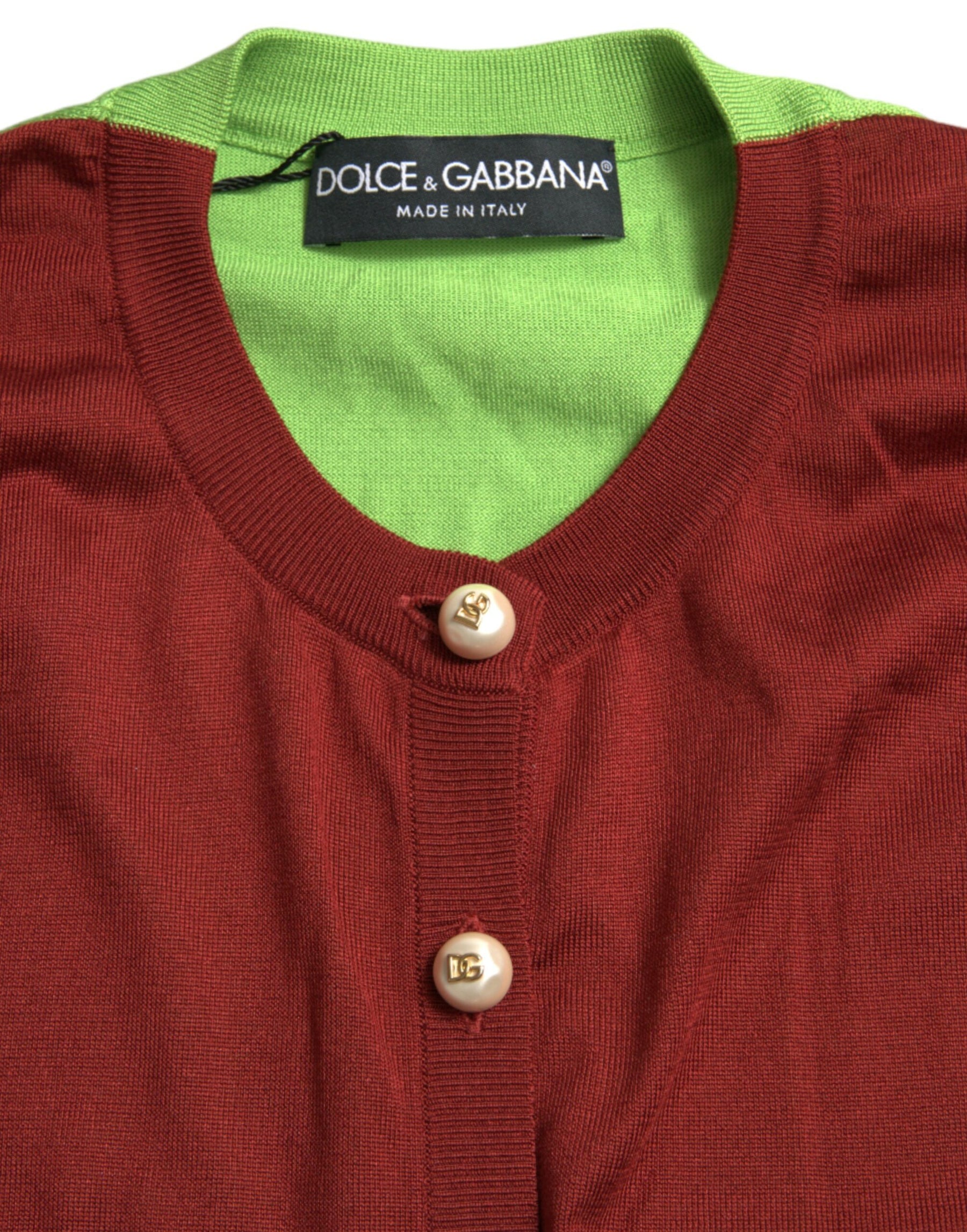 Dolce & Gabbana Multicolor Silk Crewneck Cardigan Sweater | Regal Royce