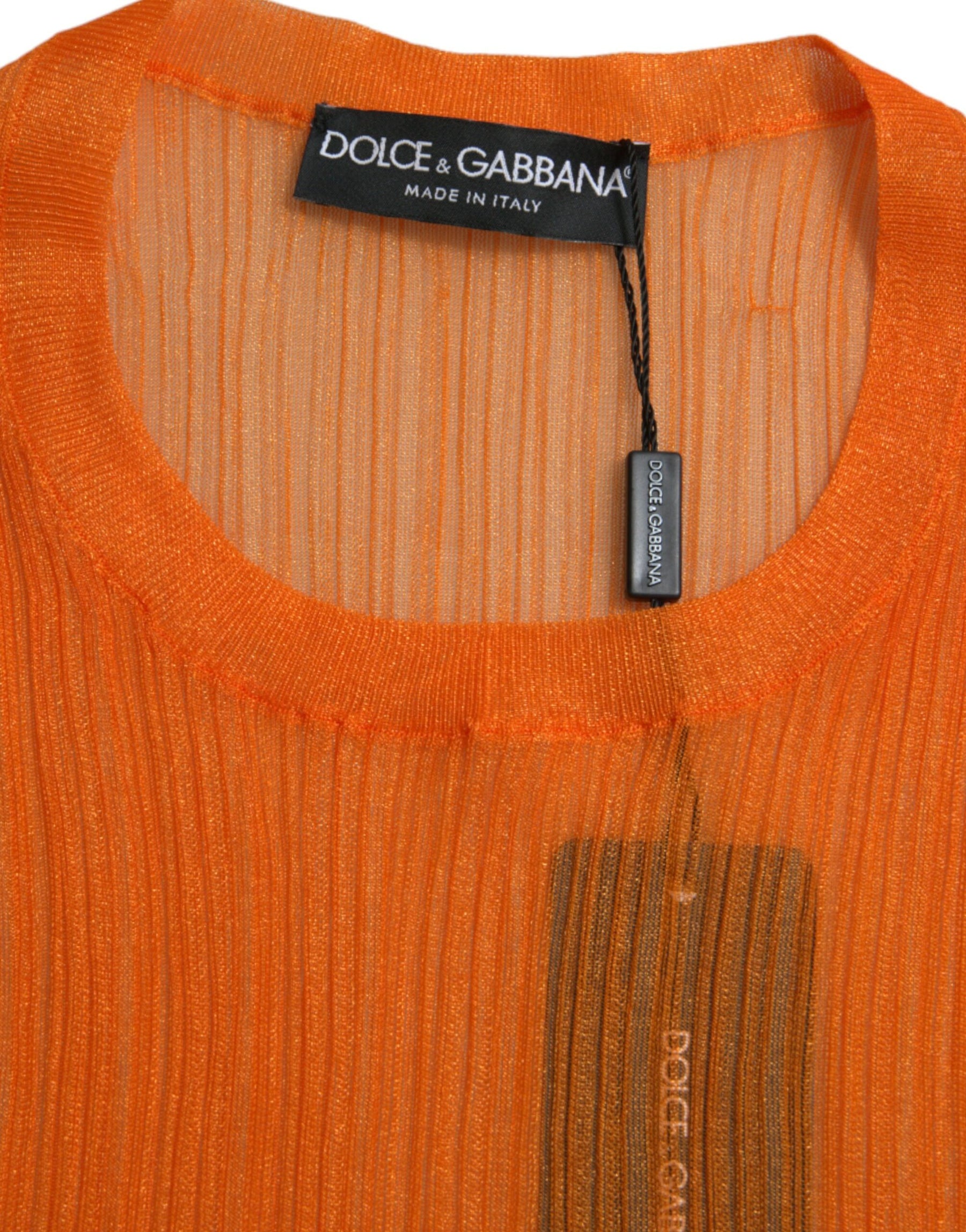 Dolce & Gabbana Orange See Through Crew Neck Blouse Tank Top | Regal Royce