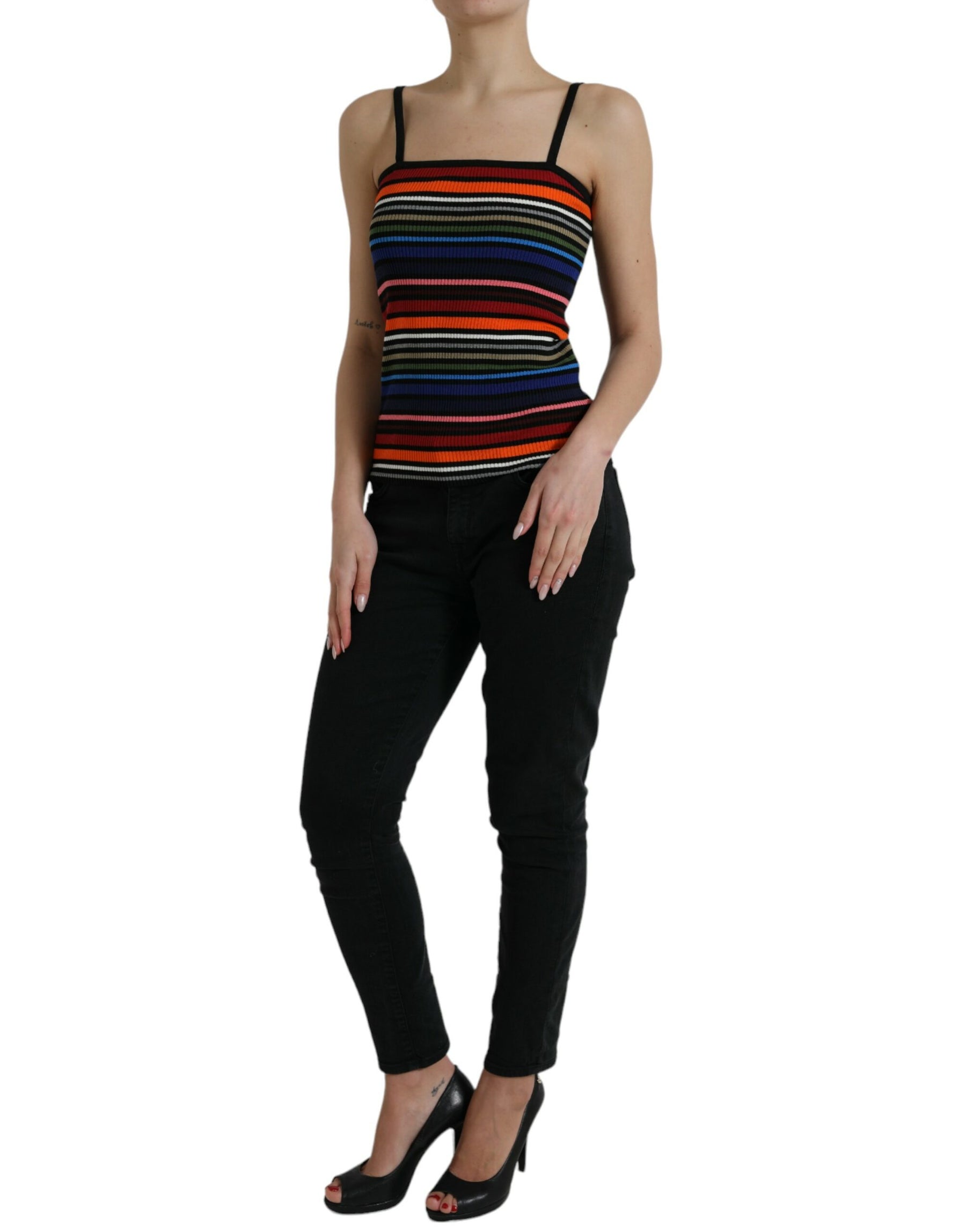 Dolce & Gabbana Multicolor Stripes Spaghetti Strap Tank Top | Regal Royce