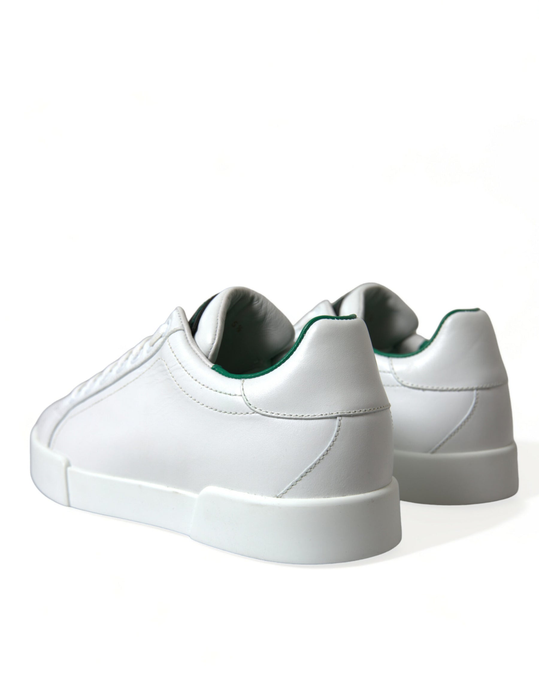 Dolce & Gabbana White Green Leather Portofino Sneakers Shoes | Regal Royce