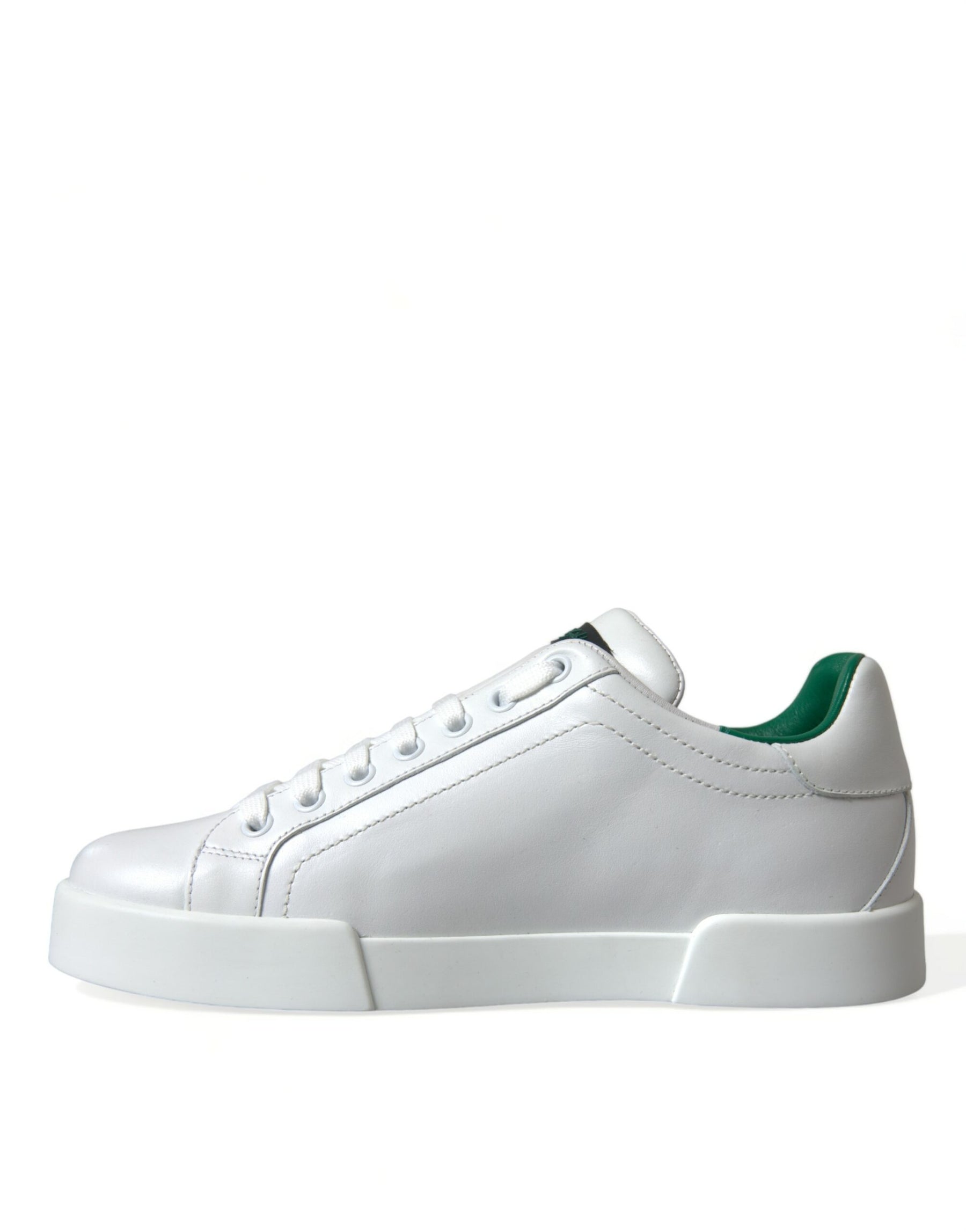 Dolce & Gabbana White Green Leather Portofino Sneakers Shoes | Regal Royce