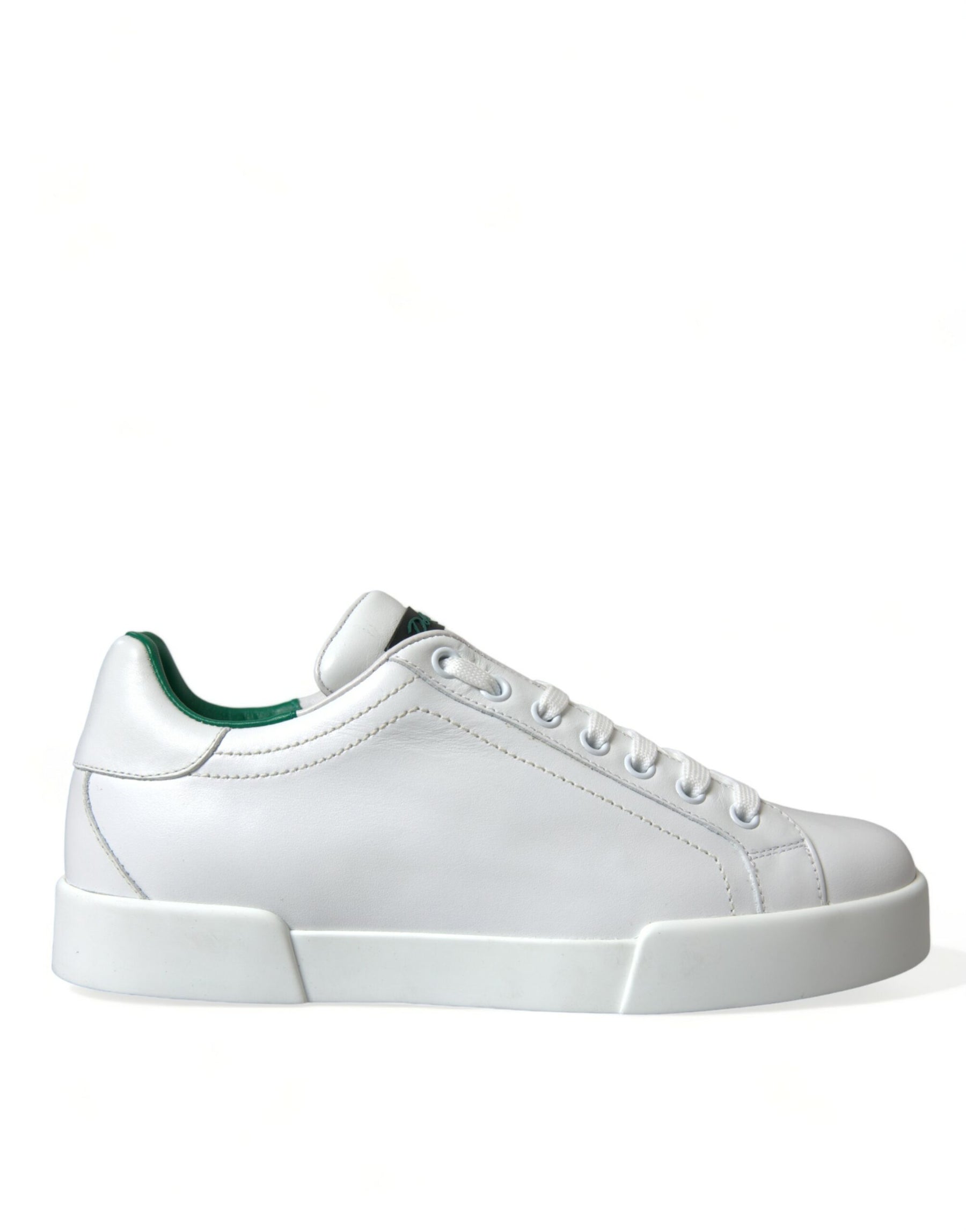Dolce & Gabbana White Green Leather Portofino Sneakers Shoes | Regal Royce