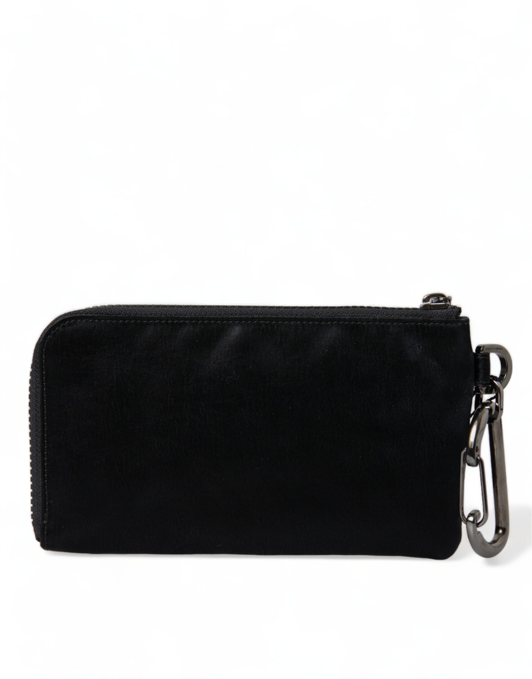 Dolce & Gabbana Black Nylon Logo Plaque Keyring Pouch Clutch Bag | Regal Royce