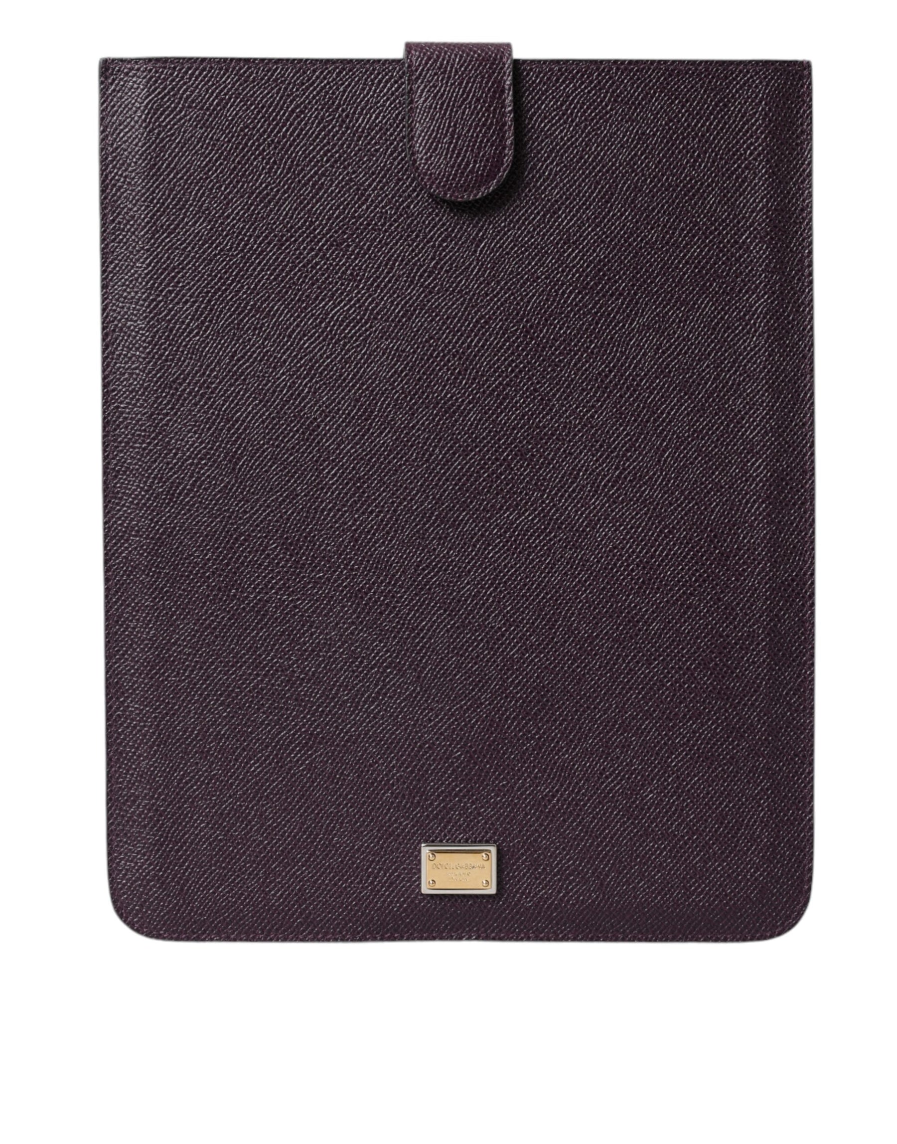 Dolce & Gabbana Dark Brown Leather Logo Plaque Cover Sleeve Tablet Case | Regal Royce