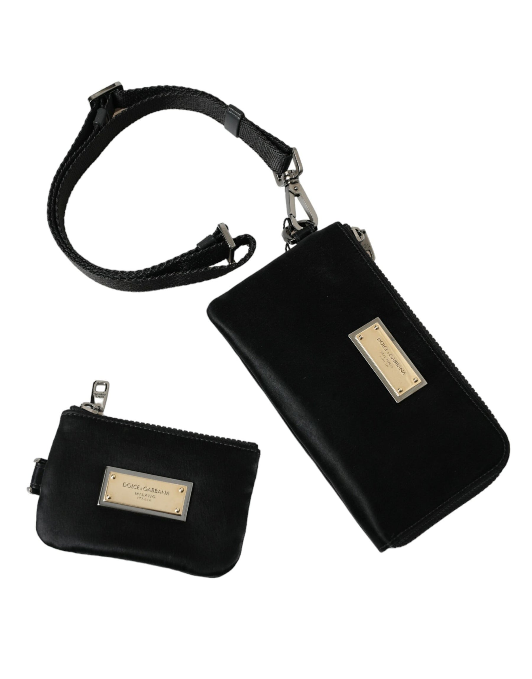 Dolce & Gabbana Black Nylon Logo Plaque Keyring Pouch Clutch Bag | Regal Royce
