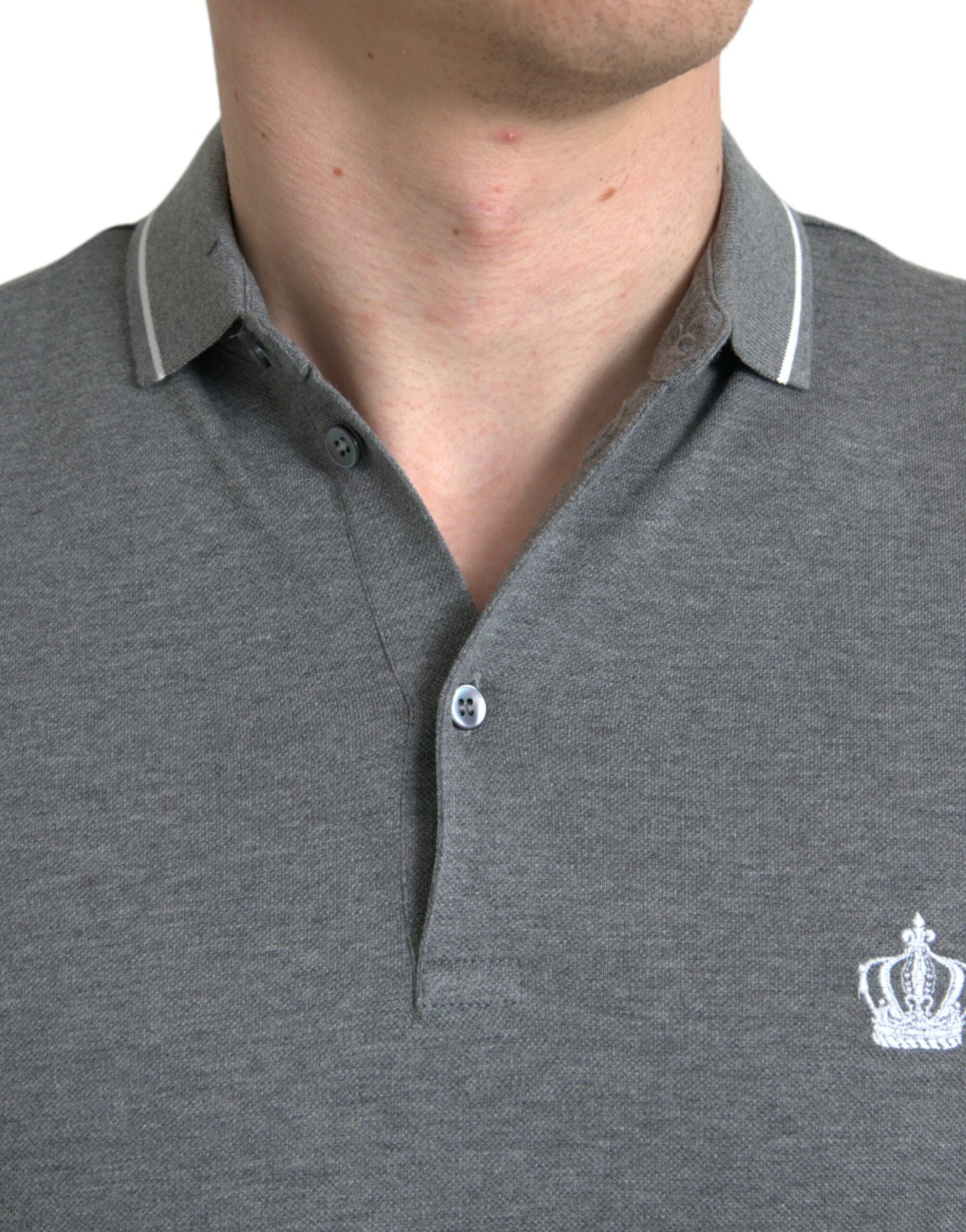 Dolce & Gabbana Gray Collared Short Sleeve Crown T-shirt | Regal Royce