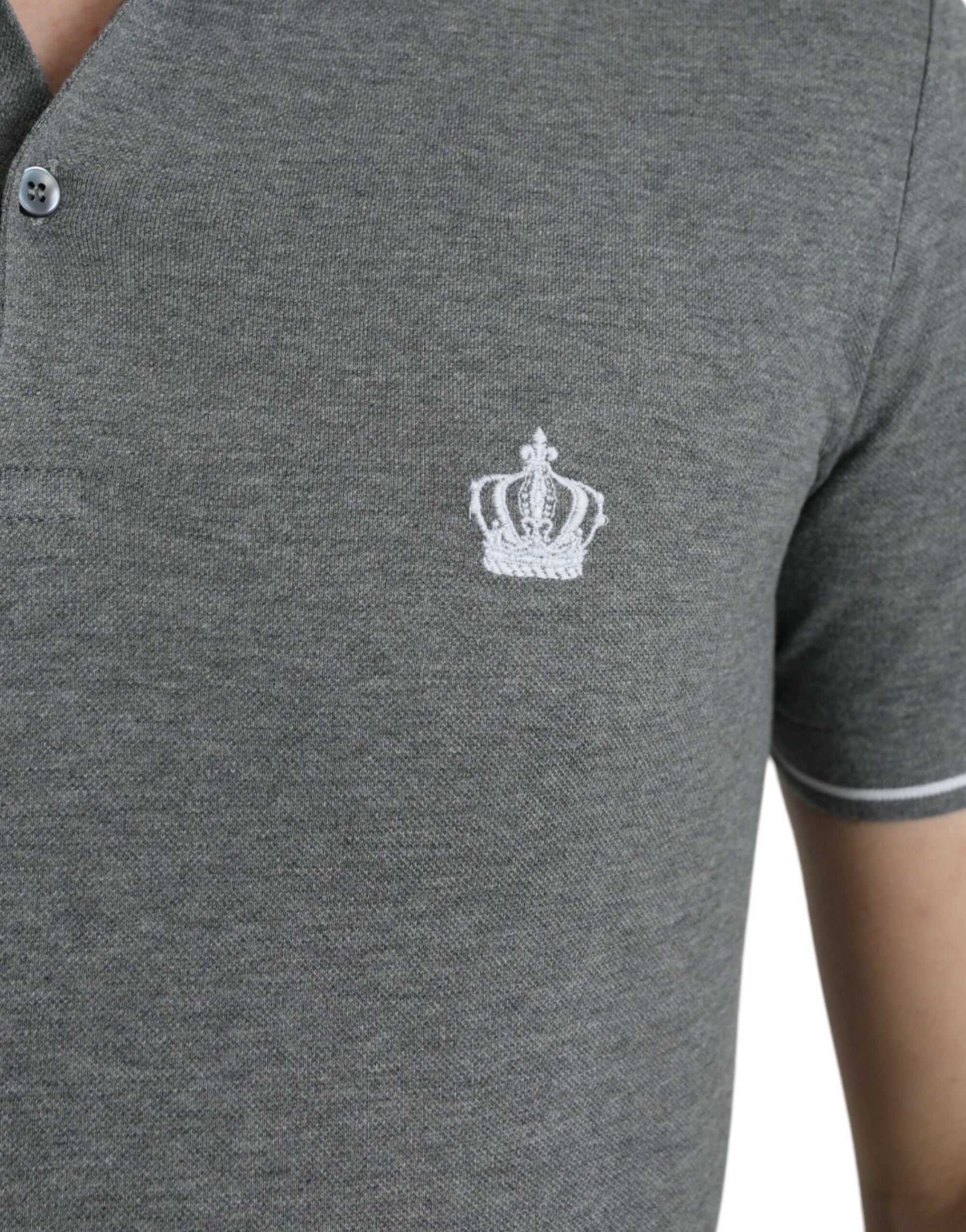 Dolce & Gabbana Gray Collared Short Sleeve Crown T-shirt | Regal Royce