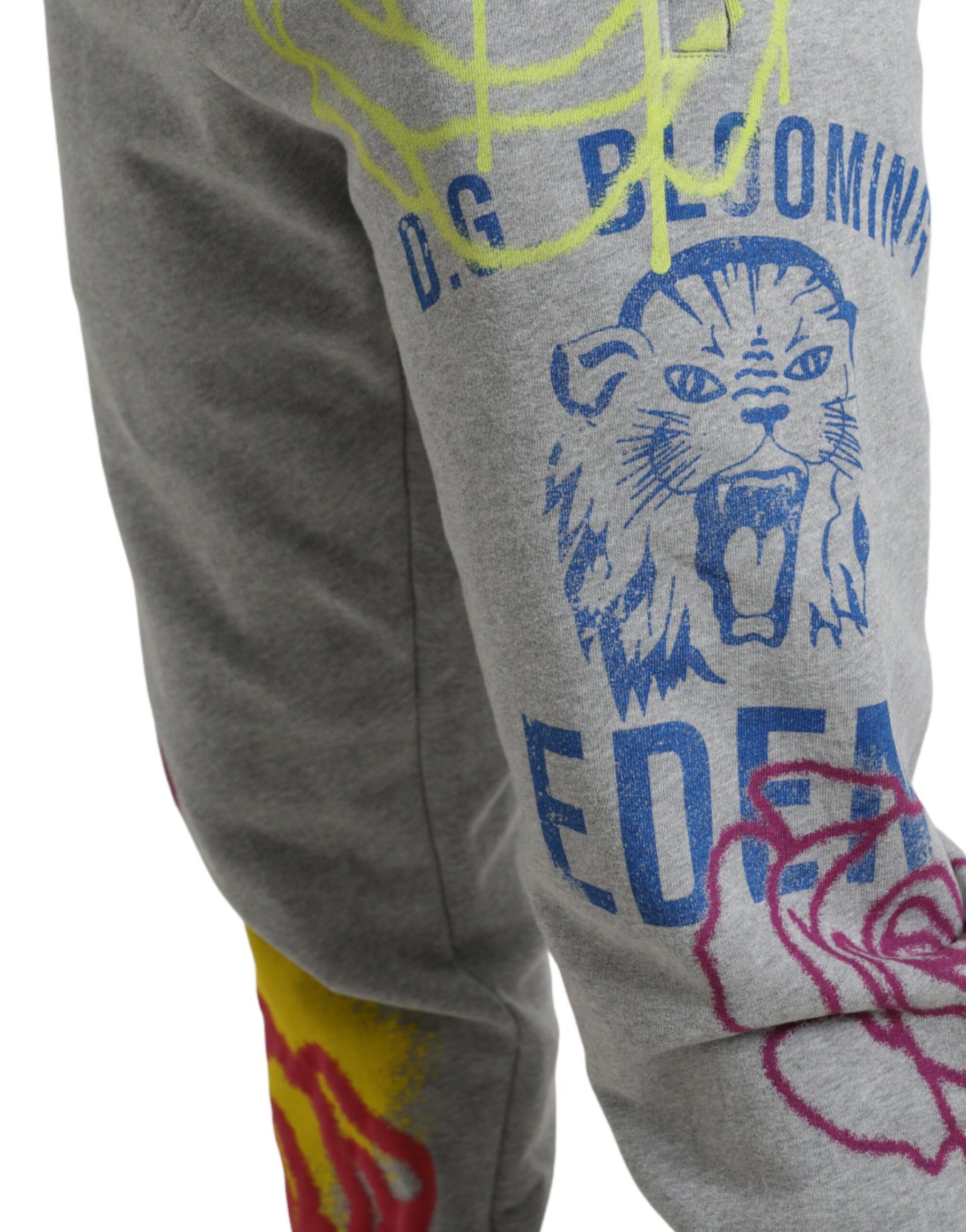 Dolce & Gabbana Gray Cotton Graffiti Sweatpants Jogger Pants | Regal Royce