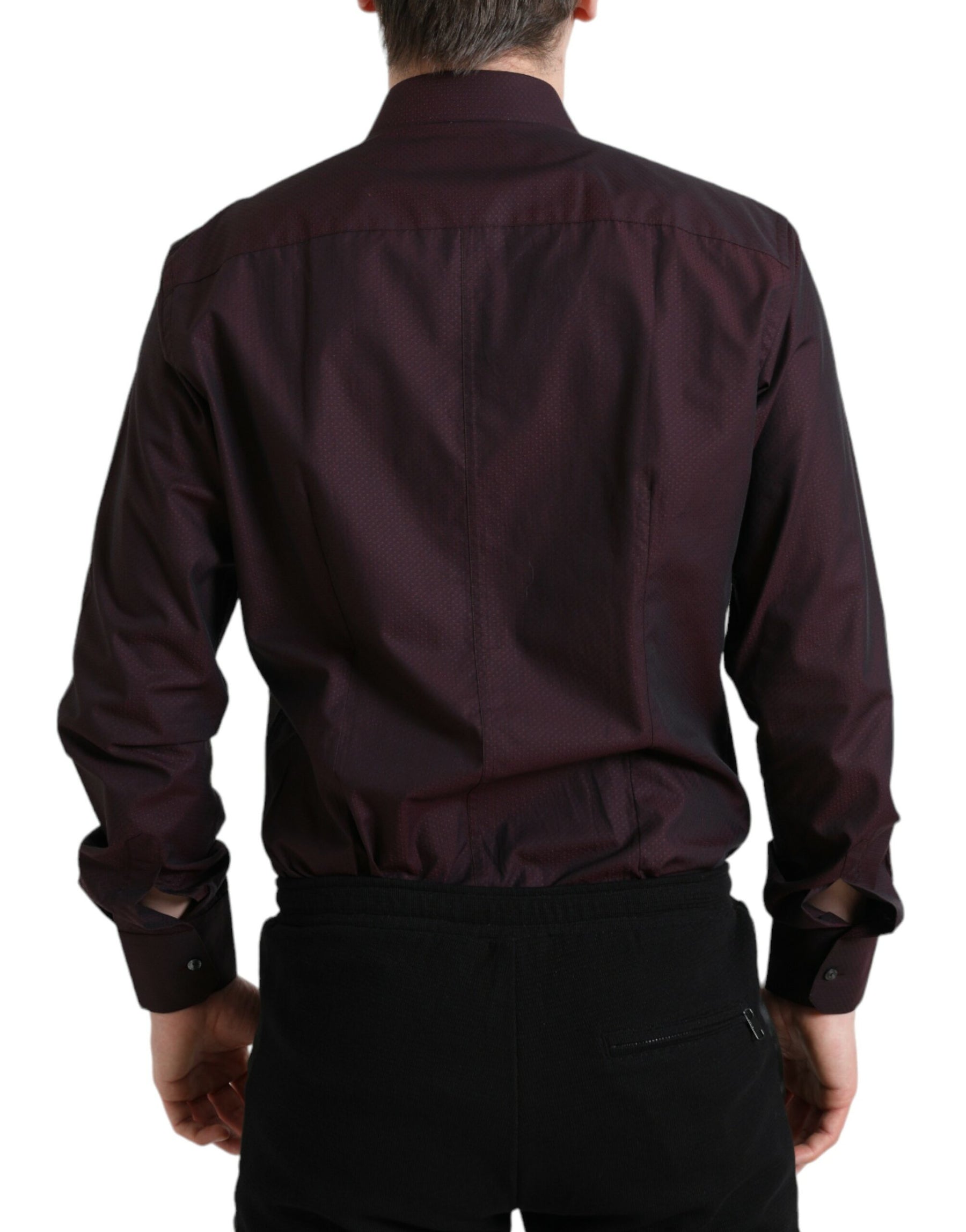 Dolce & Gabbana Maroon Jacquard Formal Dress MARTINI Shirt | Regal Royce