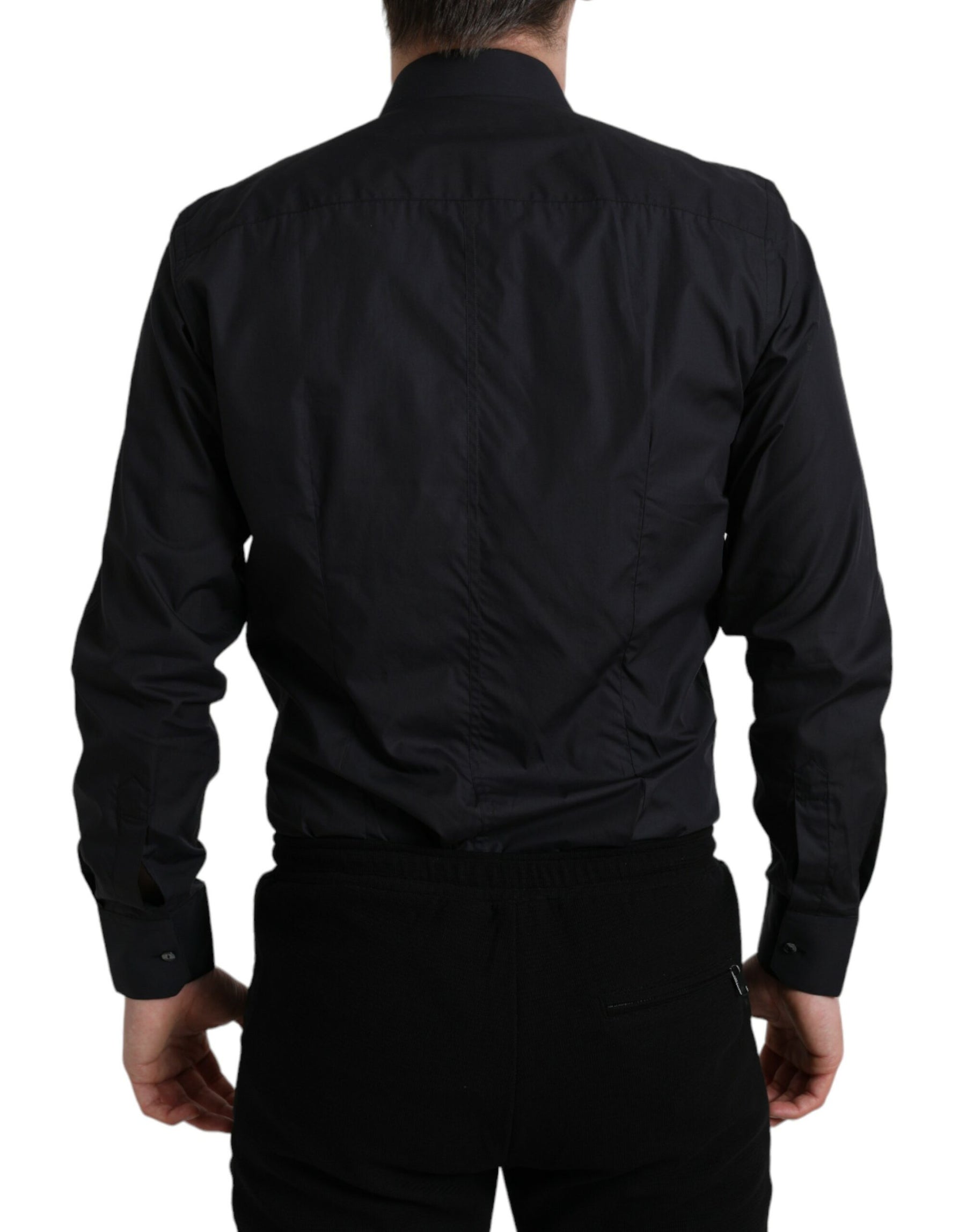 Dolce & Gabbana Navy Blue Cotton Collared Formal Dress Shirt | Regal Royce