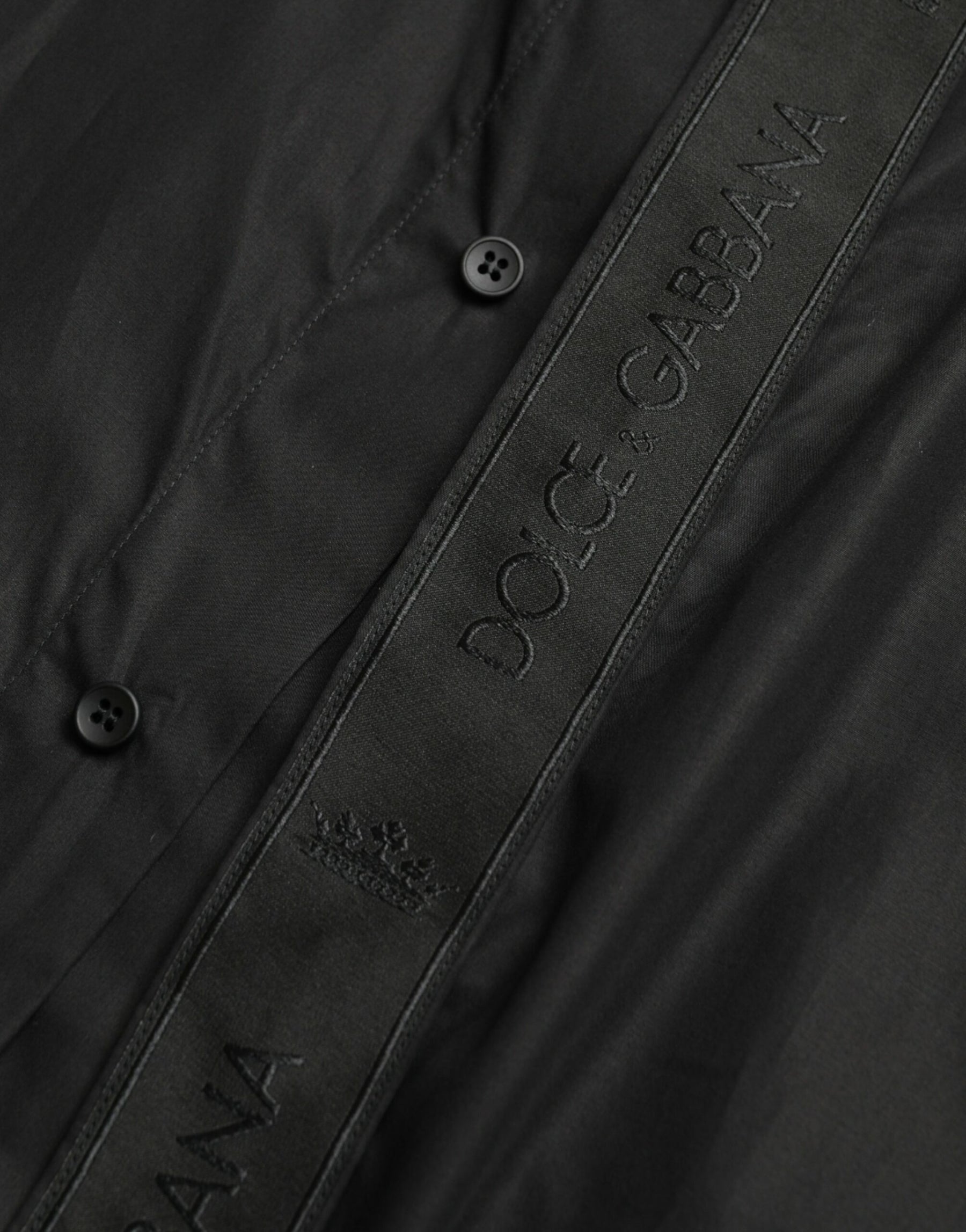 Dolce & Gabbana Black Cotton Logo Formal GOLD Dress Shirt | Regal Royce